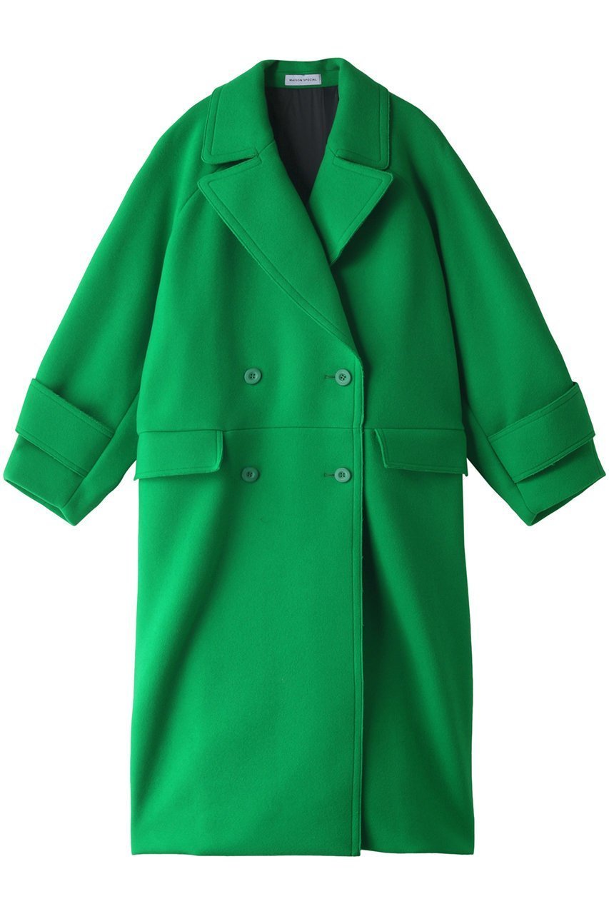 【メゾンスペシャル/MAISON SPECIAL】のSuper140 Melton Double Coat/スーパー140メルトンダブルコート インテリア・キッズ・メンズ・レディースファッション・服の通販 founy(ファニー) 　ファッション　Fashion　レディースファッション　Fashion for Women　アウター　Coat / Outerwear Collection　コート・ロングコート・ピーコート　Long Coats, Peacoats & More　クラシック　Classic, Timeless Style　スリーブ　Sleeve, Long Sleeve / Short Sleeve　ダブル　Double, Double-Breasted　フラップ　Flap, Flap Pocket　ポケット　Pocket, Pocket Detail　メルトン　Melton, Heavy Wool　ロング　Long, Long-Length　冬　Winter / This Winter　エレガント 上品　Elegant　GRN(グリーン)|ID: prp329100004608033 ipo3291000000032918763