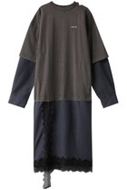 【プランク プロジェクト/PRANK PROJECT】のダメージTレイヤードシャツワンピース / Damaged Tee Layered Shirt One Piece C.GRY(チャコールグレー)|ID: prp329100004608050 ipo3291000000032919601
