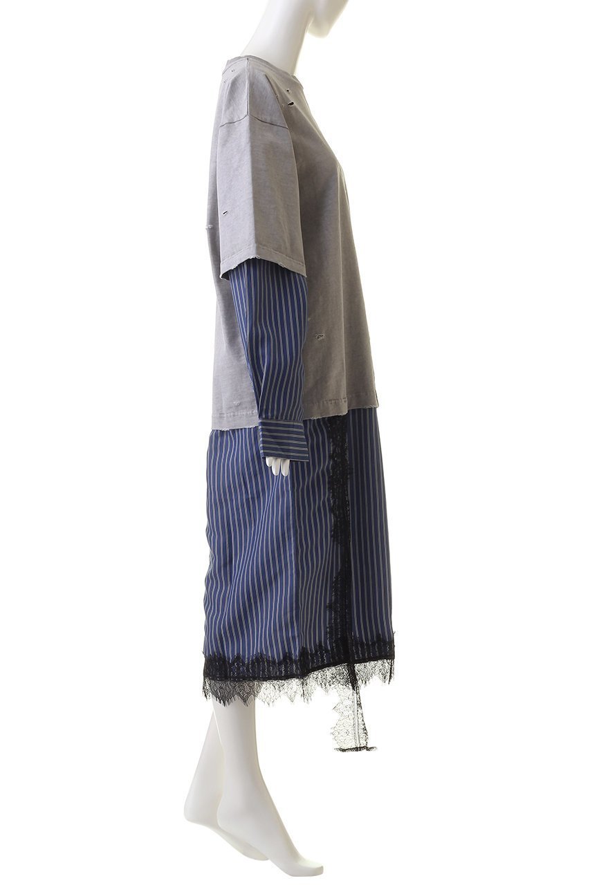 【プランク プロジェクト/PRANK PROJECT】のダメージTレイヤードシャツワンピース / Damaged Tee Layered Shirt One Piece 人気、トレンドファッション・服の通販 founy(ファニー) 　ファッション　Fashion　レディースファッション　Fashion for Women　ワンピース　Dresses　シャツワンピース / 1枚で着映えコーデ　Shirt Dresses　チュニック　Tunic Tops & Dresses　カットソー　Cut and Sewn Top　ストライプ　Stripe, Striped Pattern　ダメージ　Distressed, Destroyed　チュニック　Tunic, Long Top　ドッキング　Docking, Mixed Material　レース　Lace, Lace Fabric　ロング　Long, Long-Length　ヴィンテージ　Vintage Style　エレガント 上品　Elegant　other-3|ID: prp329100004608050 ipo3291000000032919631