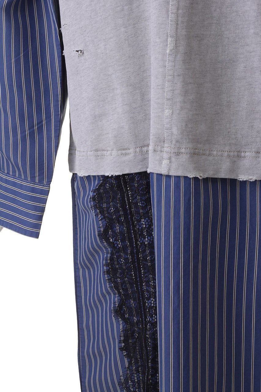 【プランク プロジェクト/PRANK PROJECT】のダメージTレイヤードシャツワンピース / Damaged Tee Layered Shirt One Piece 人気、トレンドファッション・服の通販 founy(ファニー) 　ファッション　Fashion　レディースファッション　Fashion for Women　ワンピース　Dresses　シャツワンピース / 1枚で着映えコーデ　Shirt Dresses　チュニック　Tunic Tops & Dresses　カットソー　Cut and Sewn Top　ストライプ　Stripe, Striped Pattern　ダメージ　Distressed, Destroyed　チュニック　Tunic, Long Top　ドッキング　Docking, Mixed Material　レース　Lace, Lace Fabric　ロング　Long, Long-Length　ヴィンテージ　Vintage Style　エレガント 上品　Elegant　other-6|ID: prp329100004608050 ipo3291000000032919657