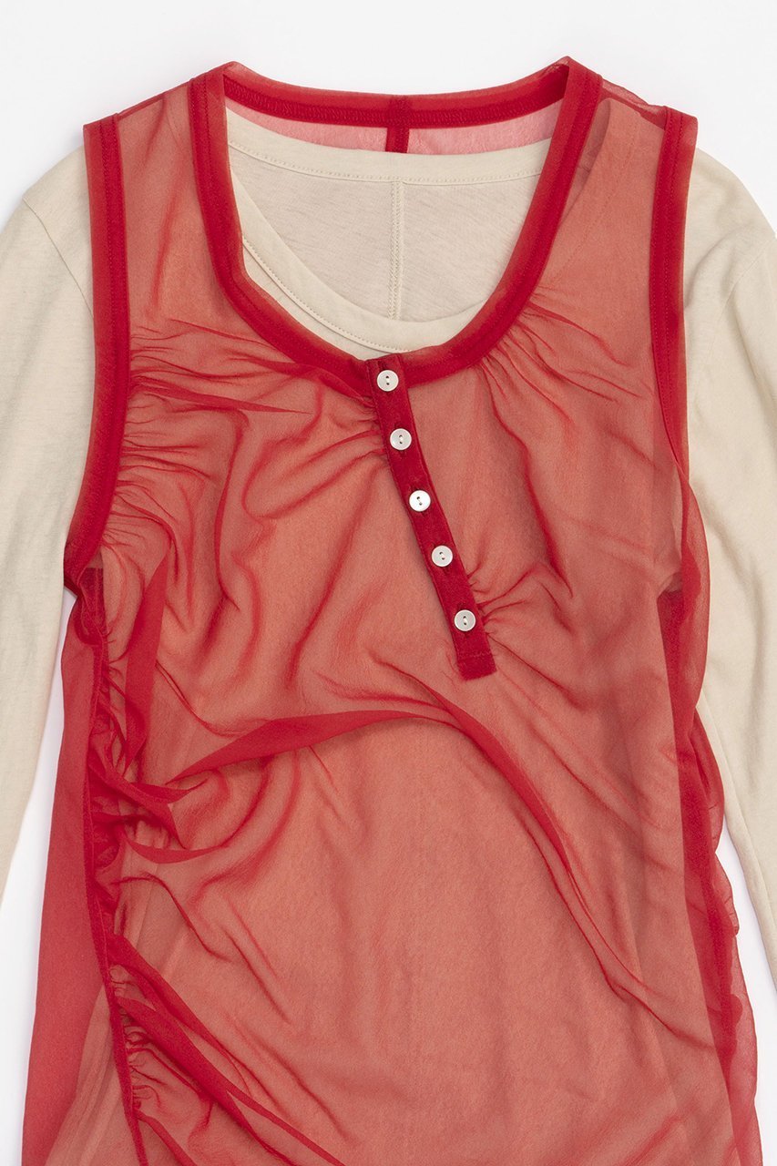 【メゾンスペシャル/MAISON SPECIAL】のHenry Neck Tank Top Layered Tops/ヘンリータンクレイヤードトップス 人気、トレンドファッション・服の通販 founy(ファニー) 　ファッション　Fashion　レディースファッション　Fashion for Women　トップス・カットソー　Cut & Sew Tops　シャツ・ブラウス・オフィスカジュアル　Elegant Blouses & Button-Ups　ロングTシャツ・Tシャツ　Longline T-Shirts & Tees　カットソー・ベーシックTシャツ　Cut-and-Sewn Tops / Stretch Tees & Basics　エアリー　Airy Texture　カットソー　Cut and Sewn Top　ギャザー　Gathered, Ruffled　シンプル　Simple, Minimal　スリーブ　Sleeve, Long Sleeve / Short Sleeve　タンク　Tank Top, Sleeveless Top　長袖　Long Sleeve, Full Sleeve　ロング　Long, Long-Length　other-2|ID: prp329100004608065 ipo3291000000032920121
