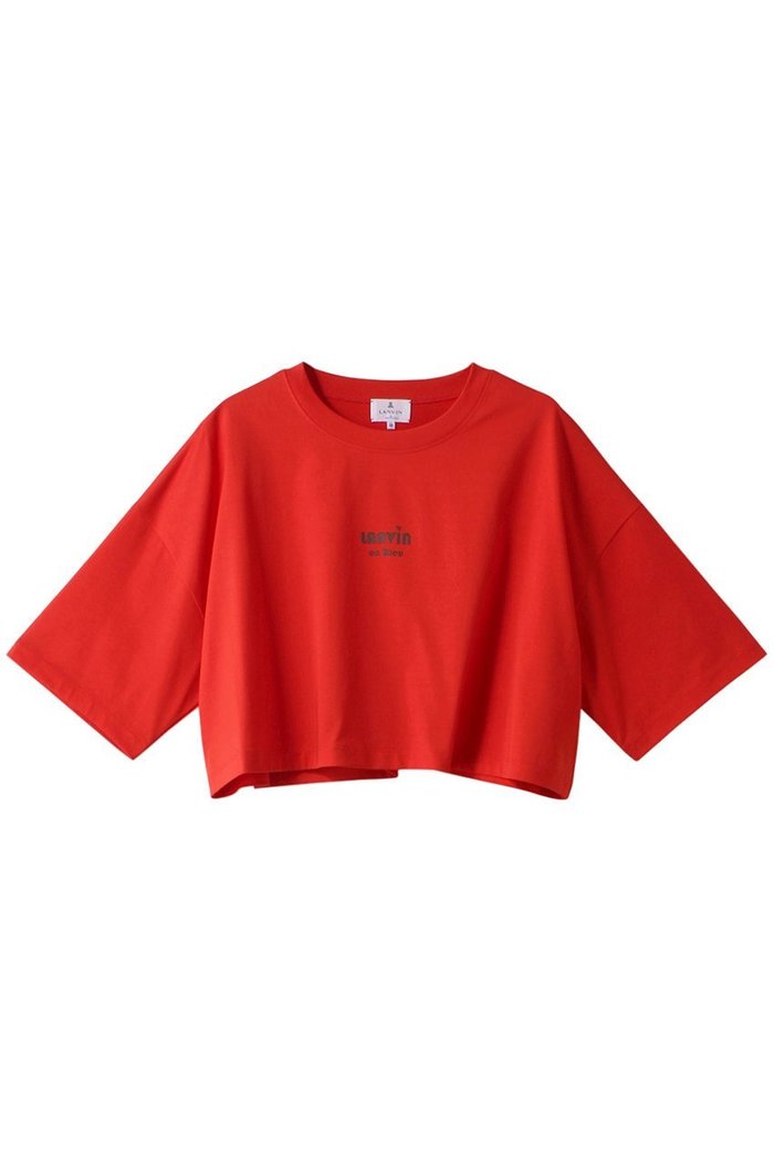 【ランバン オン ブルー/LANVIN en Bleu】のクロップドワンポイントプリントTシャツ インテリア・キッズ・メンズ・レディースファッション・服の通販 founy(ファニー) https://founy.com/ ファッション Fashion レディースファッション Fashion for Women トップス・カットソー Cut & Sew Tops シャツ・ブラウス・オフィスカジュアル Elegant Blouses & Button-Ups ロングTシャツ・Tシャツ Longline T-Shirts & Tees カットソー・ベーシックTシャツ Cut-and-Sewn Tops / Stretch Tees & Basics クロップド Cropped, Short Length ショート Short, Short Length シンプル Simple, Minimal スリーブ Sleeve, Long Sleeve / Short Sleeve トレンド Trend, Trending Now フロント Front, Front Design |ID: prp329100004608071 ipo3291000000032920180