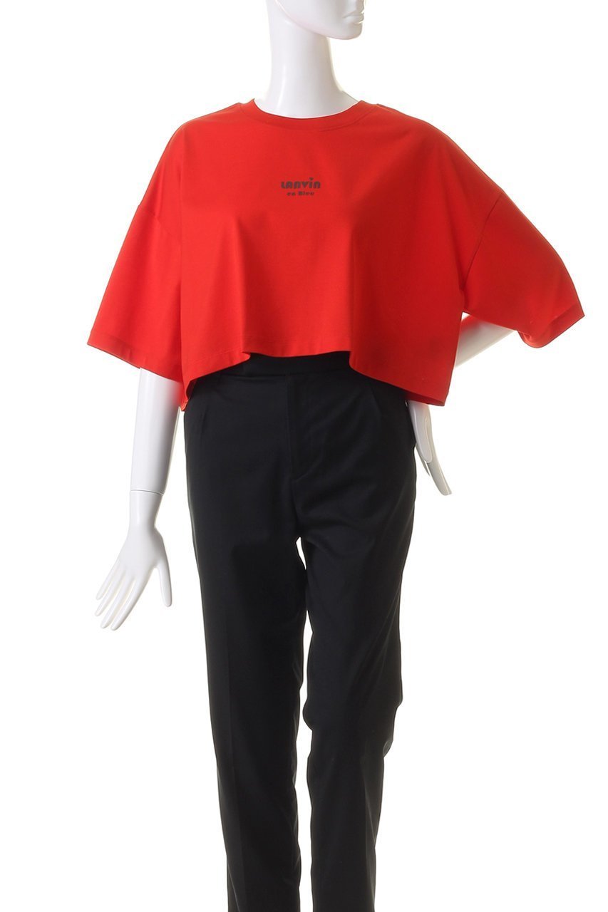 【ランバン オン ブルー/LANVIN en Bleu】のクロップドワンポイントプリントTシャツ 人気、トレンドファッション・服の通販 founy(ファニー) 　ファッション　Fashion　レディースファッション　Fashion for Women　トップス・カットソー　Cut & Sew Tops　シャツ・ブラウス・オフィスカジュアル　Elegant Blouses & Button-Ups　ロングTシャツ・Tシャツ　Longline T-Shirts & Tees　カットソー・ベーシックTシャツ　Cut-and-Sewn Tops / Stretch Tees & Basics　クロップド　Cropped, Short Length　ショート　Short, Short Length　シンプル　Simple, Minimal　スリーブ　Sleeve, Long Sleeve / Short Sleeve　トレンド　Trend, Trending Now　フロント　Front, Front Design　other-2|ID: prp329100004608071 ipo3291000000032920222