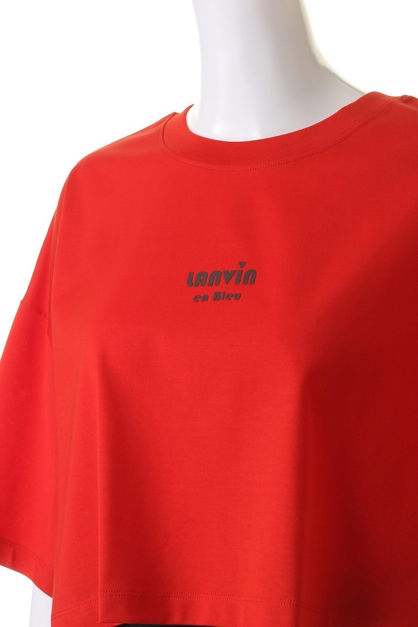 【ランバン オン ブルー/LANVIN en Bleu】のクロップドワンポイントプリントTシャツ 人気、トレンドファッション・服の通販 founy(ファニー) 　ファッション　Fashion　レディースファッション　Fashion for Women　トップス・カットソー　Cut & Sew Tops　シャツ・ブラウス・オフィスカジュアル　Elegant Blouses & Button-Ups　ロングTシャツ・Tシャツ　Longline T-Shirts & Tees　カットソー・ベーシックTシャツ　Cut-and-Sewn Tops / Stretch Tees & Basics　クロップド　Cropped, Short Length　ショート　Short, Short Length　シンプル　Simple, Minimal　スリーブ　Sleeve, Long Sleeve / Short Sleeve　トレンド　Trend, Trending Now　フロント　Front, Front Design　other-5|ID: prp329100004608071 ipo3291000000032920247
