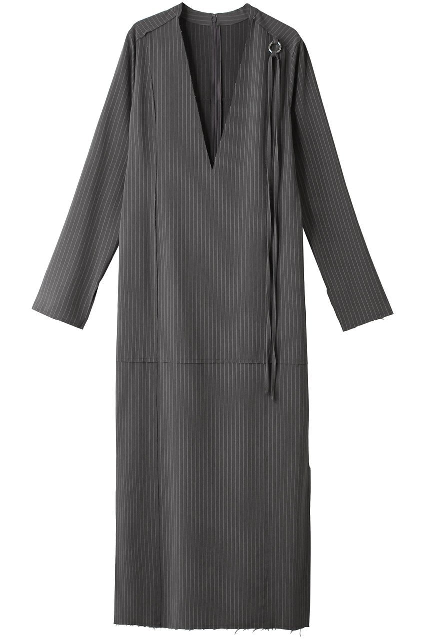 【プランク プロジェクト/PRANK PROJECT】のディープネックマキシワンピース / Deep Neck Maxi One Piece インテリア・キッズ・メンズ・レディースファッション・服の通販 founy(ファニー) 　ファッション　Fashion　レディースファッション　Fashion for Women　ワンピース　Dresses　チュニック　Tunic Tops & Dresses　マキシ丈ワンピース・ロングドレス　Maxi Dresses / Long One-Pieces　シンプル　Simple, Minimal　ストライプ　Stripe, Striped Pattern　チュニック　Tunic, Long Top　トレンド　Trend, Trending Now　バランス　Balance, Style Balance　ロング　Long, Long-Length　エレガント 上品　Elegant　GRY(グレー)|ID: prp329100004608075 ipo3291000000032920331