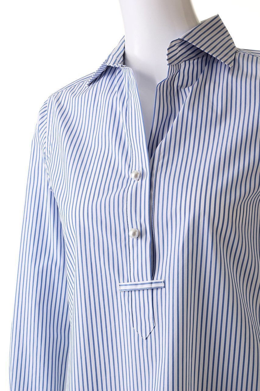 【マルティニーク/martinique】のパールスキッパーブラウス 人気、トレンドファッション・服の通販 founy(ファニー) 　ファッション　Fashion　レディースファッション　Fashion for Women　トップス・カットソー　Cut & Sew Tops　シャツ・ブラウス・オフィスカジュアル　Elegant Blouses & Button-Ups　ストライプ　Stripe, Striped Pattern　ストレッチ　Stretch, Stretchy Fabric　スリーブ　Sleeve, Long Sleeve / Short Sleeve　パール　Pearl, Pearl Accent　フェミニン　Feminine, Girly　ベーシック　Basic, Essential　ロング　Long, Long-Length　人気　Popular, Best Seller　定番　Standard, Basic Item　other-5|ID: prp329100004608076 ipo3291000000032920387