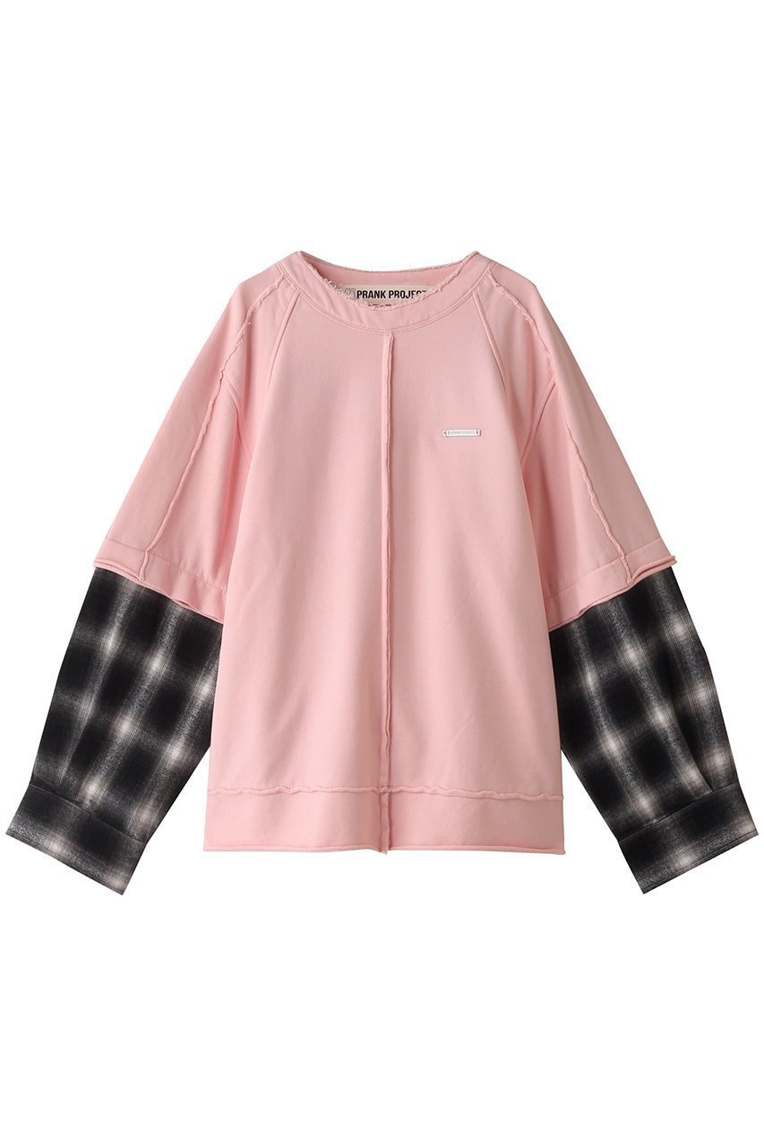 【プランク プロジェクト/PRANK PROJECT】のシャツレイヤードスウェット / Shirt Layered Sweatshirt インテリア・キッズ・メンズ・レディースファッション・服の通販 founy(ファニー) 　ファッション　Fashion　レディースファッション　Fashion for Women　トップス・カットソー　Cut & Sew Tops　シャツ・ブラウス・オフィスカジュアル　Elegant Blouses & Button-Ups　レディースパーカー・カジュアルフーディー　Casual Hoodies & Sweatshirts　ロングTシャツ・Tシャツ　Longline T-Shirts & Tees　スウェット・クルーネックトップス　Sweatshirts & Crewnecks / Relaxed Fit Sweat Tops　カットソー・ベーシックTシャツ　Cut-and-Sewn Tops / Stretch Tees & Basics　スウェット / スエット　Sweatshirt, Sweatwear　チェック　Check, Plaid, Tartan　PNK(ピンク)|ID: prp329100004608077 ipo3291000000032920446