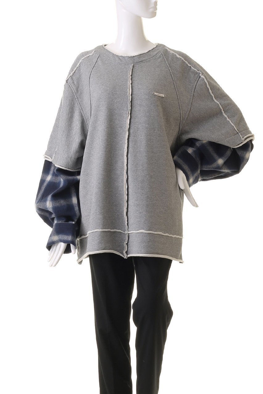 【プランク プロジェクト/PRANK PROJECT】のシャツレイヤードスウェット / Shirt Layered Sweatshirt 人気、トレンドファッション・服の通販 founy(ファニー) 　ファッション　Fashion　レディースファッション　Fashion for Women　トップス・カットソー　Cut & Sew Tops　シャツ・ブラウス・オフィスカジュアル　Elegant Blouses & Button-Ups　レディースパーカー・カジュアルフーディー　Casual Hoodies & Sweatshirts　ロングTシャツ・Tシャツ　Longline T-Shirts & Tees　スウェット・クルーネックトップス　Sweatshirts & Crewnecks / Relaxed Fit Sweat Tops　カットソー・ベーシックTシャツ　Cut-and-Sewn Tops / Stretch Tees & Basics　スウェット / スエット　Sweatshirt, Sweatwear　チェック　Check, Plaid, Tartan　other-2|ID: prp329100004608077 ipo3291000000032920455