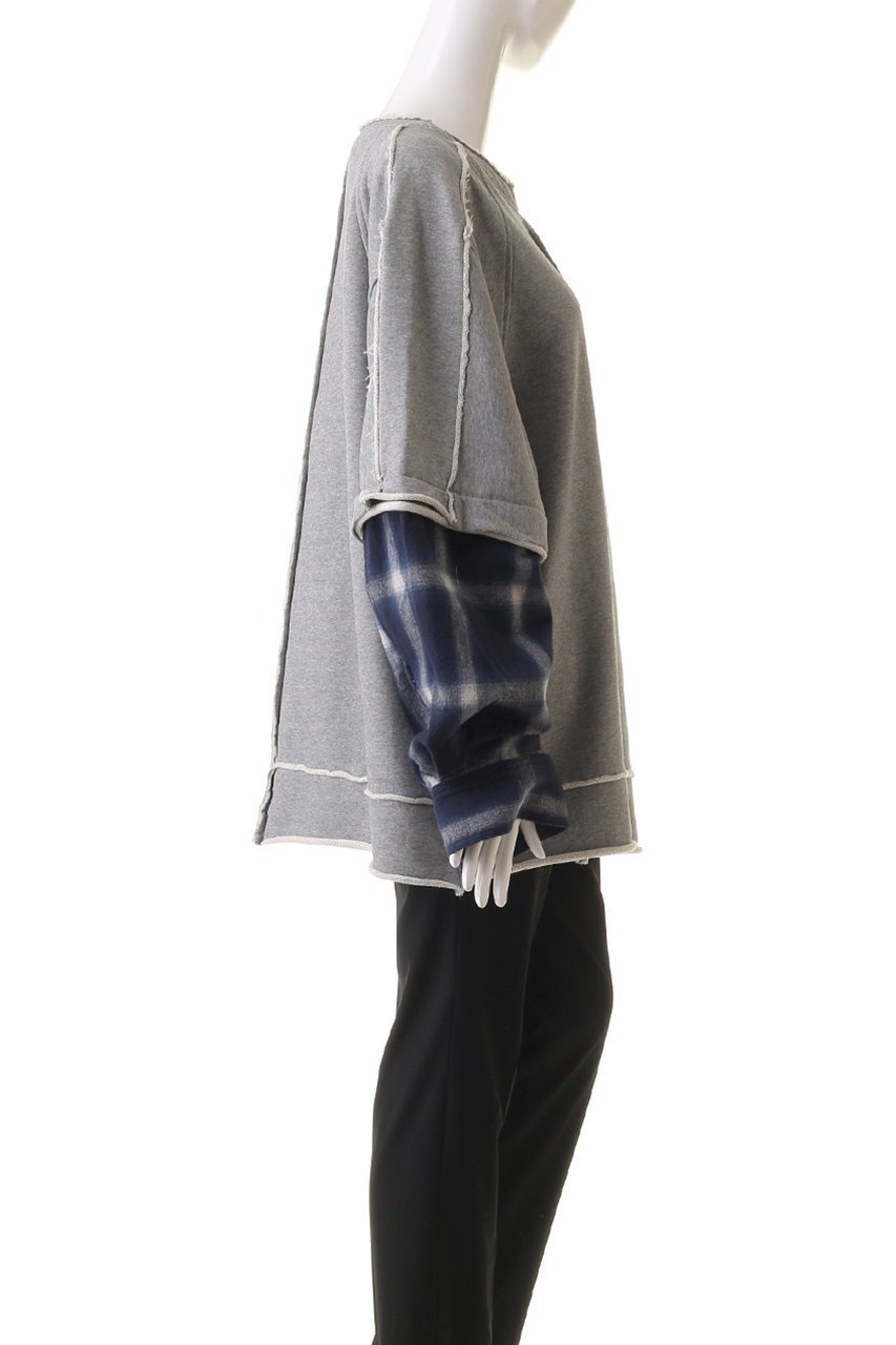 【プランク プロジェクト/PRANK PROJECT】のシャツレイヤードスウェット / Shirt Layered Sweatshirt 人気、トレンドファッション・服の通販 founy(ファニー) 　ファッション　Fashion　レディースファッション　Fashion for Women　トップス・カットソー　Cut & Sew Tops　シャツ・ブラウス・オフィスカジュアル　Elegant Blouses & Button-Ups　レディースパーカー・カジュアルフーディー　Casual Hoodies & Sweatshirts　ロングTシャツ・Tシャツ　Longline T-Shirts & Tees　スウェット・クルーネックトップス　Sweatshirts & Crewnecks / Relaxed Fit Sweat Tops　カットソー・ベーシックTシャツ　Cut-and-Sewn Tops / Stretch Tees & Basics　スウェット / スエット　Sweatshirt, Sweatwear　チェック　Check, Plaid, Tartan　other-3|ID: prp329100004608077 ipo3291000000032920466