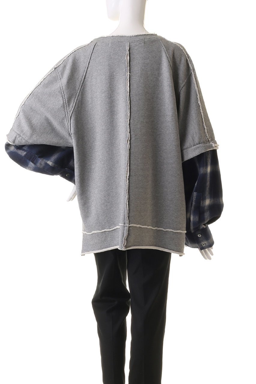 【プランク プロジェクト/PRANK PROJECT】のシャツレイヤードスウェット / Shirt Layered Sweatshirt 人気、トレンドファッション・服の通販 founy(ファニー) 　ファッション　Fashion　レディースファッション　Fashion for Women　トップス・カットソー　Cut & Sew Tops　シャツ・ブラウス・オフィスカジュアル　Elegant Blouses & Button-Ups　レディースパーカー・カジュアルフーディー　Casual Hoodies & Sweatshirts　ロングTシャツ・Tシャツ　Longline T-Shirts & Tees　スウェット・クルーネックトップス　Sweatshirts & Crewnecks / Relaxed Fit Sweat Tops　カットソー・ベーシックTシャツ　Cut-and-Sewn Tops / Stretch Tees & Basics　スウェット / スエット　Sweatshirt, Sweatwear　チェック　Check, Plaid, Tartan　other-4|ID: prp329100004608077 ipo3291000000032920473
