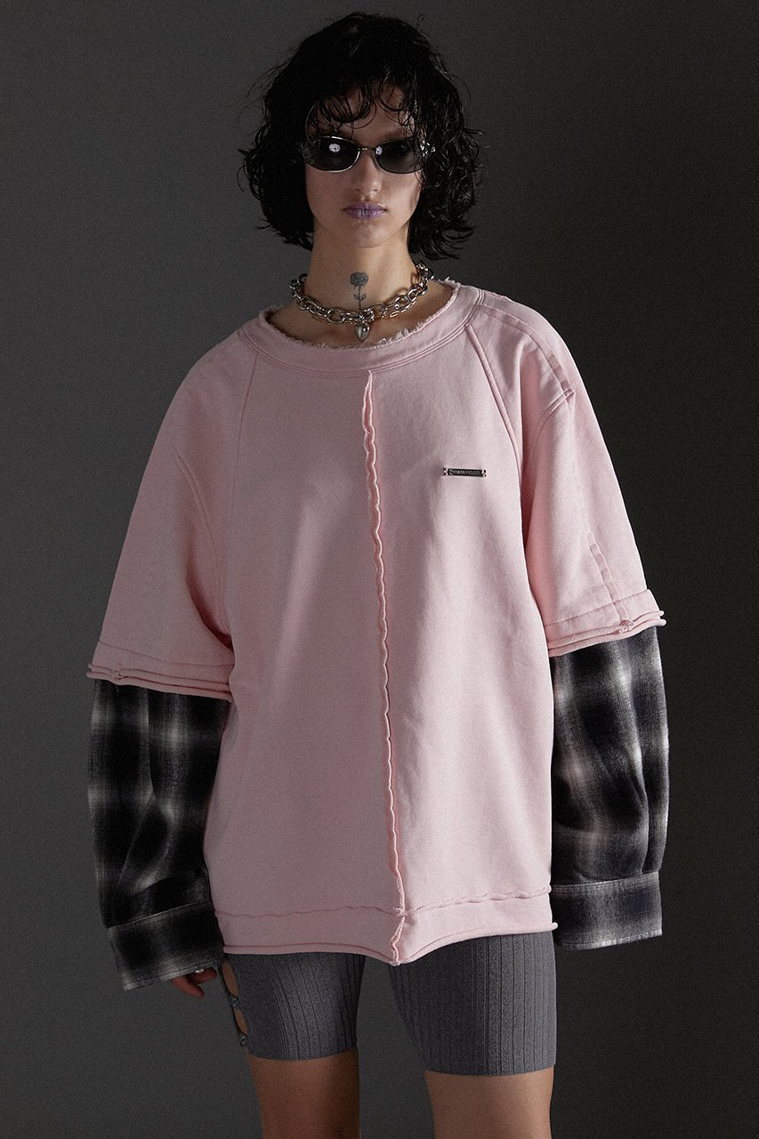 【プランク プロジェクト/PRANK PROJECT】のシャツレイヤードスウェット / Shirt Layered Sweatshirt 人気、トレンドファッション・服の通販 founy(ファニー) 　ファッション　Fashion　レディースファッション　Fashion for Women　トップス・カットソー　Cut & Sew Tops　シャツ・ブラウス・オフィスカジュアル　Elegant Blouses & Button-Ups　レディースパーカー・カジュアルフーディー　Casual Hoodies & Sweatshirts　ロングTシャツ・Tシャツ　Longline T-Shirts & Tees　スウェット・クルーネックトップス　Sweatshirts & Crewnecks / Relaxed Fit Sweat Tops　カットソー・ベーシックTシャツ　Cut-and-Sewn Tops / Stretch Tees & Basics　スウェット / スエット　Sweatshirt, Sweatwear　チェック　Check, Plaid, Tartan　other-6|ID: prp329100004608077 ipo3291000000032920493