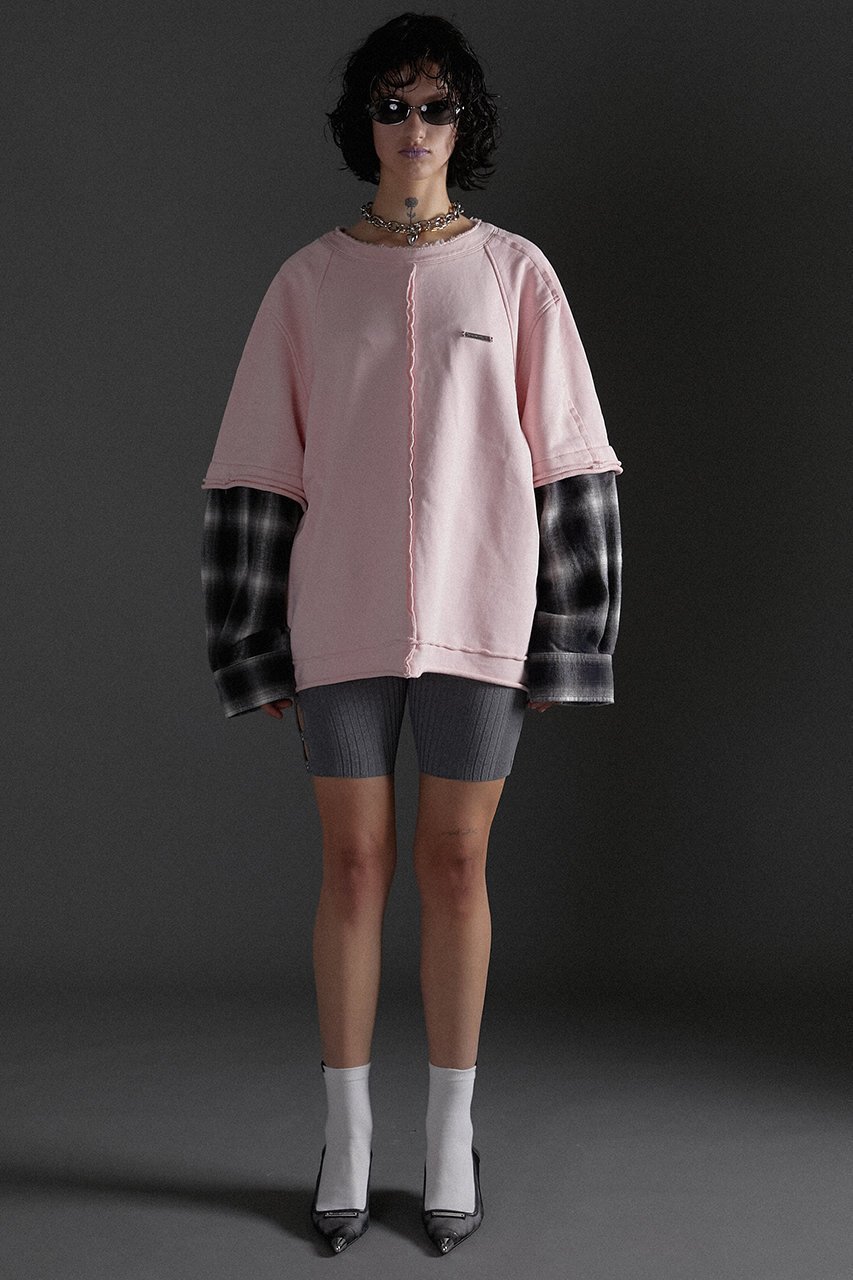 【プランク プロジェクト/PRANK PROJECT】のシャツレイヤードスウェット / Shirt Layered Sweatshirt 人気、トレンドファッション・服の通販 founy(ファニー) 　ファッション　Fashion　レディースファッション　Fashion for Women　トップス・カットソー　Cut & Sew Tops　シャツ・ブラウス・オフィスカジュアル　Elegant Blouses & Button-Ups　レディースパーカー・カジュアルフーディー　Casual Hoodies & Sweatshirts　ロングTシャツ・Tシャツ　Longline T-Shirts & Tees　スウェット・クルーネックトップス　Sweatshirts & Crewnecks / Relaxed Fit Sweat Tops　カットソー・ベーシックTシャツ　Cut-and-Sewn Tops / Stretch Tees & Basics　スウェット / スエット　Sweatshirt, Sweatwear　チェック　Check, Plaid, Tartan　other-7|ID: prp329100004608077 ipo3291000000032920502