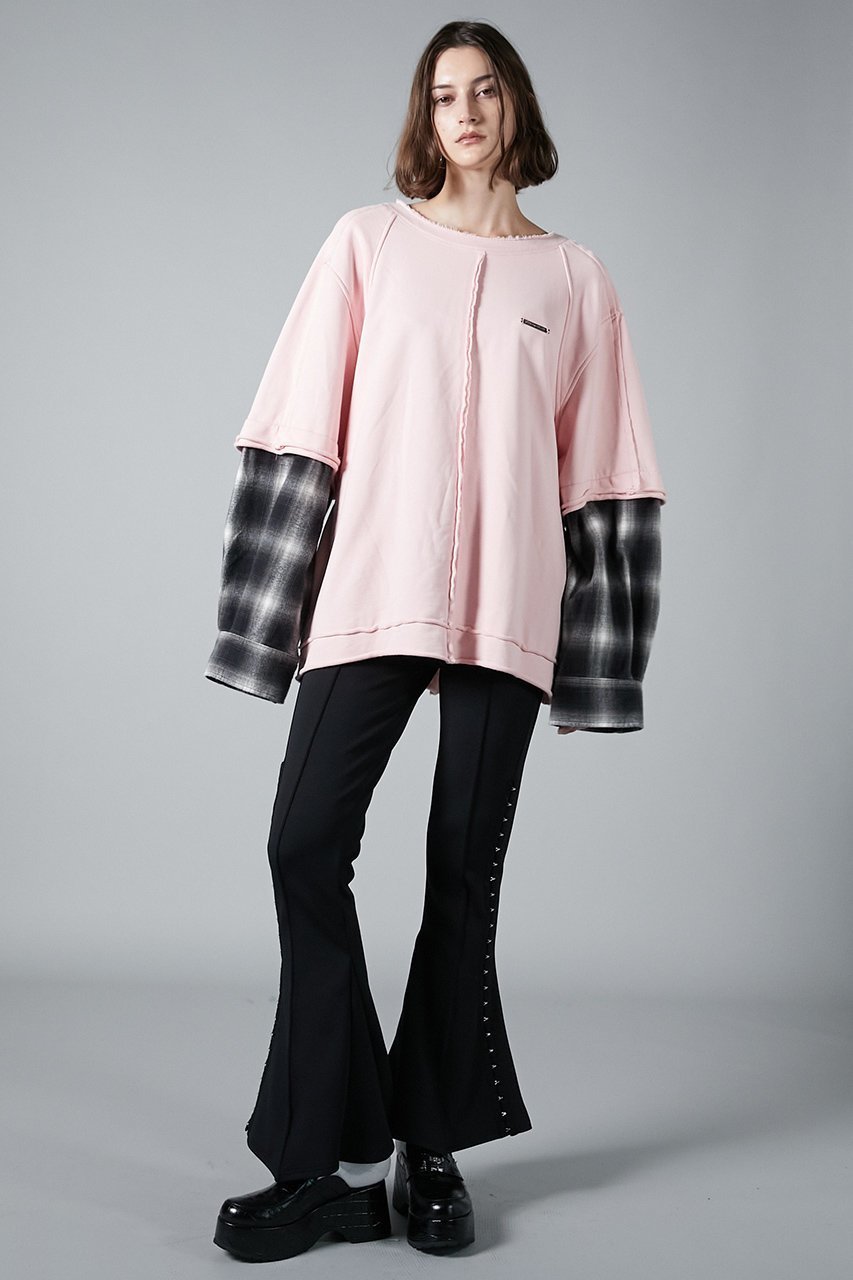 【プランク プロジェクト/PRANK PROJECT】のシャツレイヤードスウェット / Shirt Layered Sweatshirt 人気、トレンドファッション・服の通販 founy(ファニー) 　ファッション　Fashion　レディースファッション　Fashion for Women　トップス・カットソー　Cut & Sew Tops　シャツ・ブラウス・オフィスカジュアル　Elegant Blouses & Button-Ups　レディースパーカー・カジュアルフーディー　Casual Hoodies & Sweatshirts　ロングTシャツ・Tシャツ　Longline T-Shirts & Tees　スウェット・クルーネックトップス　Sweatshirts & Crewnecks / Relaxed Fit Sweat Tops　カットソー・ベーシックTシャツ　Cut-and-Sewn Tops / Stretch Tees & Basics　スウェット / スエット　Sweatshirt, Sweatwear　チェック　Check, Plaid, Tartan　other-8|ID: prp329100004608077 ipo3291000000032920516