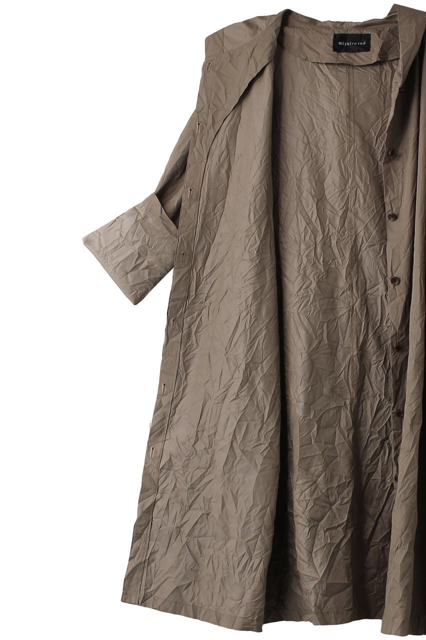 【ミズイロ インド/mizuiro ind】のwasher pleats hooded wide CT コート 人気、トレンドファッション・服の通販 founy(ファニー) 　ファッション　Fashion　レディースファッション　Fashion for Women　アウター　Coat / Outerwear Collection　コート・ロングコート・ピーコート　Long Coats, Peacoats & More　シンプル　Simple, Minimal　ベーシック　Basic, Essential　ロング　Long, Long-Length　ワッシャー　Washer, Crinkled Finish　other-6|ID: prp329100004608078 ipo3291000000035844353
