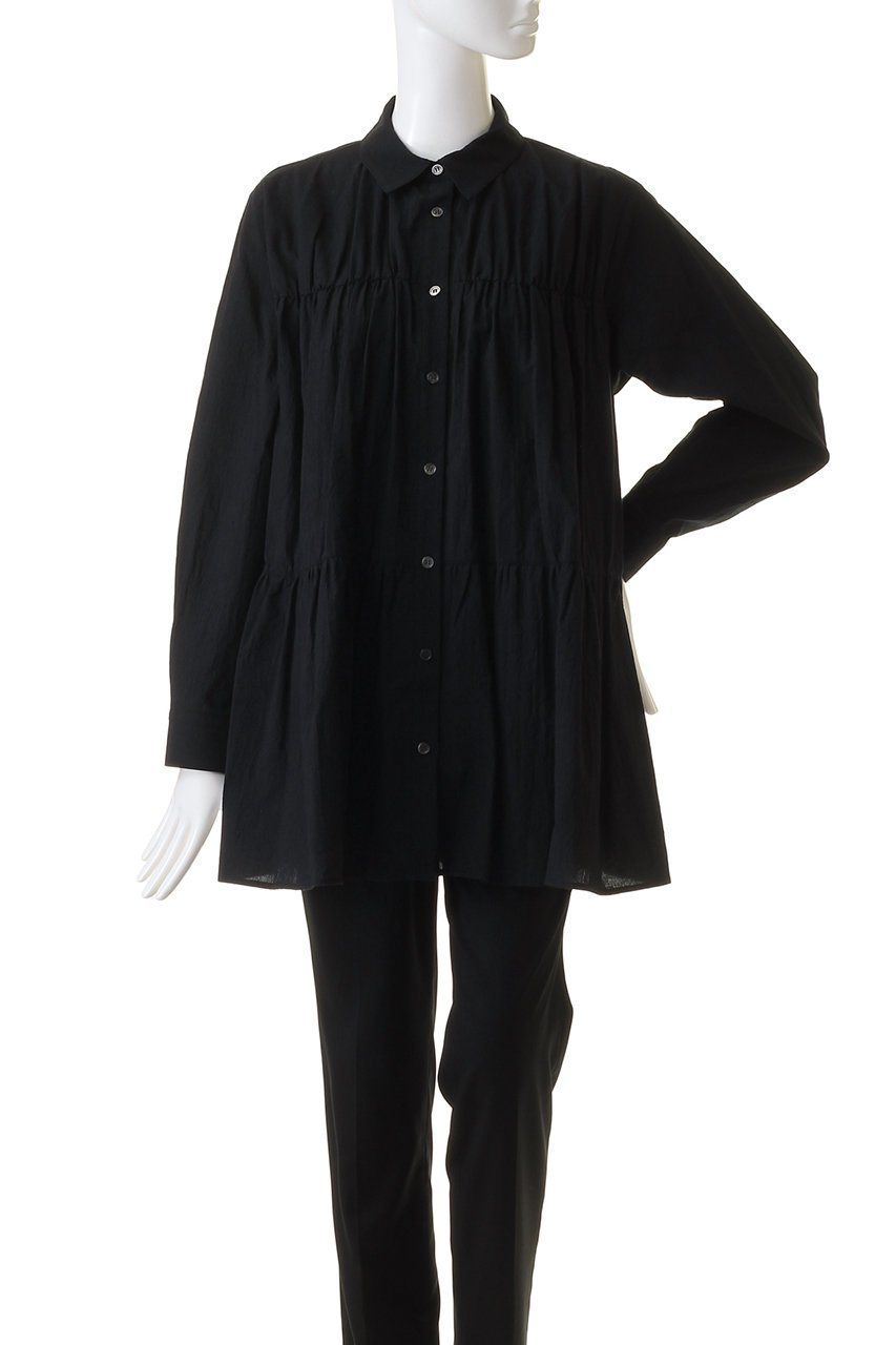 【ミディウミソリッド/MIDIUMISOLID】のtiered volume shirt シャツ 人気、トレンドファッション・服の通販 founy(ファニー) 　ファッション　Fashion　レディースファッション　Fashion for Women　トップス・カットソー　Cut & Sew Tops　シャツ・ブラウス・オフィスカジュアル　Elegant Blouses & Button-Ups　ギャザー　Gathered, Ruffled　スリーブ　Sleeve, Long Sleeve / Short Sleeve　フレア　Flare, Flared　ベスト　Vest, Waistcoat　レギュラー　Regular, Standard Fit　ロング　Long, Long-Length　other-2|ID: prp329100004608082 ipo3291000000034969642