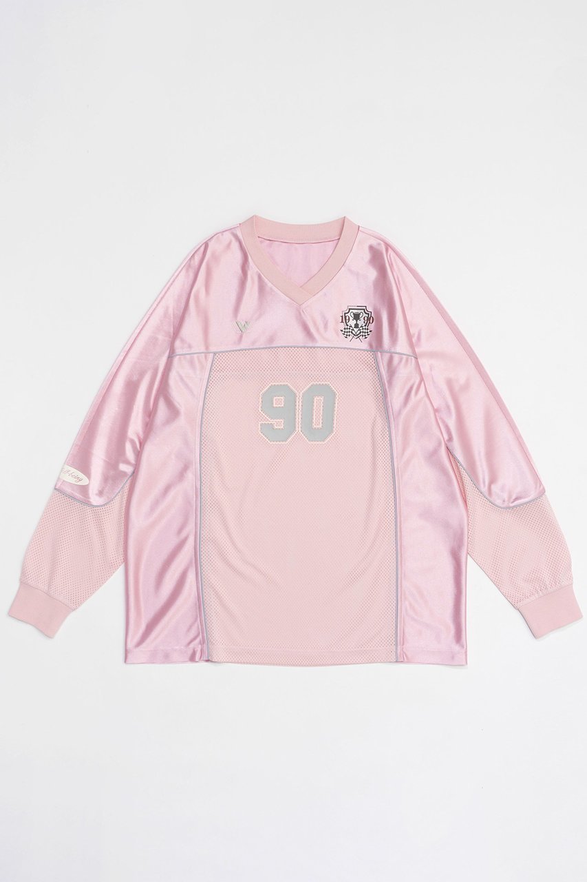 【メゾンスペシャル/MAISON SPECIAL】の90 s Uniform Long Sleeve T-shirt/90 sユニフォームロンTEE インテリア・キッズ・メンズ・レディースファッション・服の通販 founy(ファニー) 　ファッション　Fashion　レディースファッション　Fashion for Women　トップス・カットソー　Cut & Sew Tops　シャツ・ブラウス・オフィスカジュアル　Elegant Blouses & Button-Ups　ロングTシャツ・Tシャツ　Longline T-Shirts & Tees　カットソー・ベーシックTシャツ　Cut-and-Sewn Tops / Stretch Tees & Basics　インナー　Innerwear　ジャケット　Jacket, Outerwear　ストレッチ　Stretch, Stretchy Fabric　スポーティ　Sporty, Casual Athletic　スリーブ　Sleeve, Long Sleeve / Short Sleeve　定番　Standard, Basic Item　パイピング　Piping, Trim Design　フロント　Front, Front Design　ブロッキング　Color Blocking, Panel Design　プリント　Print, Printed Pattern　メッシュ　Mesh, Net Fabric　ロング　Long, Long-Length　おすすめ　Recommended / Our Picks　PNK(ピンク)|ID: prp329100004608084 ipo3291000000032920687