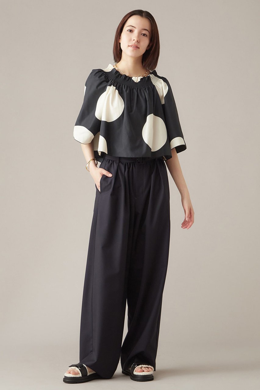 【マルティニーク/martinique】のシャーリングブラウス 人気、トレンドファッション・服の通販 founy(ファニー) 　ファッション　Fashion　レディースファッション　Fashion for Women　トップス・カットソー　Cut & Sew Tops　シャツ・ブラウス・オフィスカジュアル　Elegant Blouses & Button-Ups　シャーリング　Shirring, Ruched　ショルダー　Shoulder, Shoulder Strap　ショート　Short, Short Length　スリーブ　Sleeve, Long Sleeve / Short Sleeve　タフタ　Taffeta, Structured Fabric　ドット　Polka Dot, Dot Pattern　ドロップ　Drop Shoulder, Dropped Style　プリント　Print, Printed Pattern　other-5|ID: prp329100004608085 ipo3291000000032920723