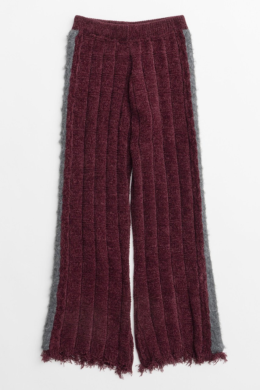 【メゾンスペシャル/MAISON SPECIAL】のKable Knitting Border Pants/ケーブルボーダーニットパンツ インテリア・キッズ・メンズ・レディースファッション・服の通販 founy(ファニー) 　ファッション　Fashion　レディースファッション　Fashion for Women　パンツ　Pants & Trousers　フレア　Flare, Flared　ルーズ　Loose, Oversized　BRD(ボルドー)|ID: prp329100004608086 ipo3291000000032920703