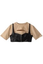 【プランク プロジェクト/PRANK PROJECT】のコルセットビスチェレイヤードTEE / Corset Bustiered Layered TEE 人気、トレンドファッション・服の通販 founy(ファニー) ファッション Fashion レディースファッション Fashion for Women トップス・カットソー Cut & Sew Tops シャツ・ブラウス・オフィスカジュアル Elegant Blouses & Button-Ups ロングTシャツ・Tシャツ Longline T-Shirts & Tees カットソー・ベーシックTシャツ Cut-and-Sewn Tops / Stretch Tees & Basics ビスチェ Bustiers & Corset Tops / Layered Bustier Style カッティング Cutting Detail カットソー Cut and Sewn Top ショート Short, Short Length シルバー Silver, Metallic Silver スリーブ Sleeve, Long Sleeve / Short Sleeve ビスチェ Bustier, Corset Top フェイクレザー Faux Leather, PU Leather thumbnail BGE(ベージュ)|ID: prp329100004608090 ipo3291000000036067574