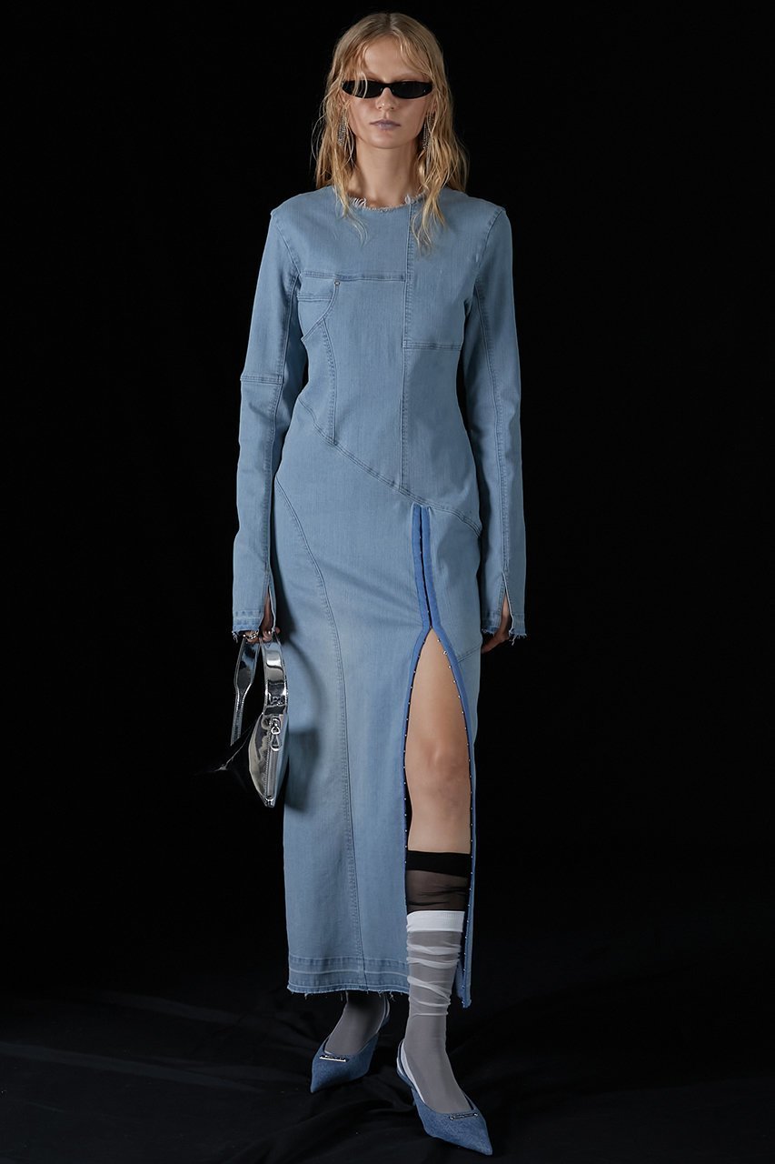 【プランク プロジェクト/PRANK PROJECT】のデニムワンピース / Denim One Piece 人気、トレンドファッション・服の通販 founy(ファニー) 　ファッション　Fashion　レディースファッション　Fashion for Women　ワンピース　Dresses　チュニック　Tunic Tops & Dresses　おすすめ　Recommended / Our Picks　コンパクト　Compact, Small Size　ストレッチ　Stretch, Stretchy Fabric　スリット　Slit, Slit Detail　チュニック　Tunic, Long Top　デニム　Denim, Jeans Material　フロント　Front, Front Design　ボトム　Bottoms, Lower Wear　ラグジュアリー　Luxury, Elegant　ロング　Long, Long-Length　other-7|ID: prp329100004608092 ipo3291000000034421990