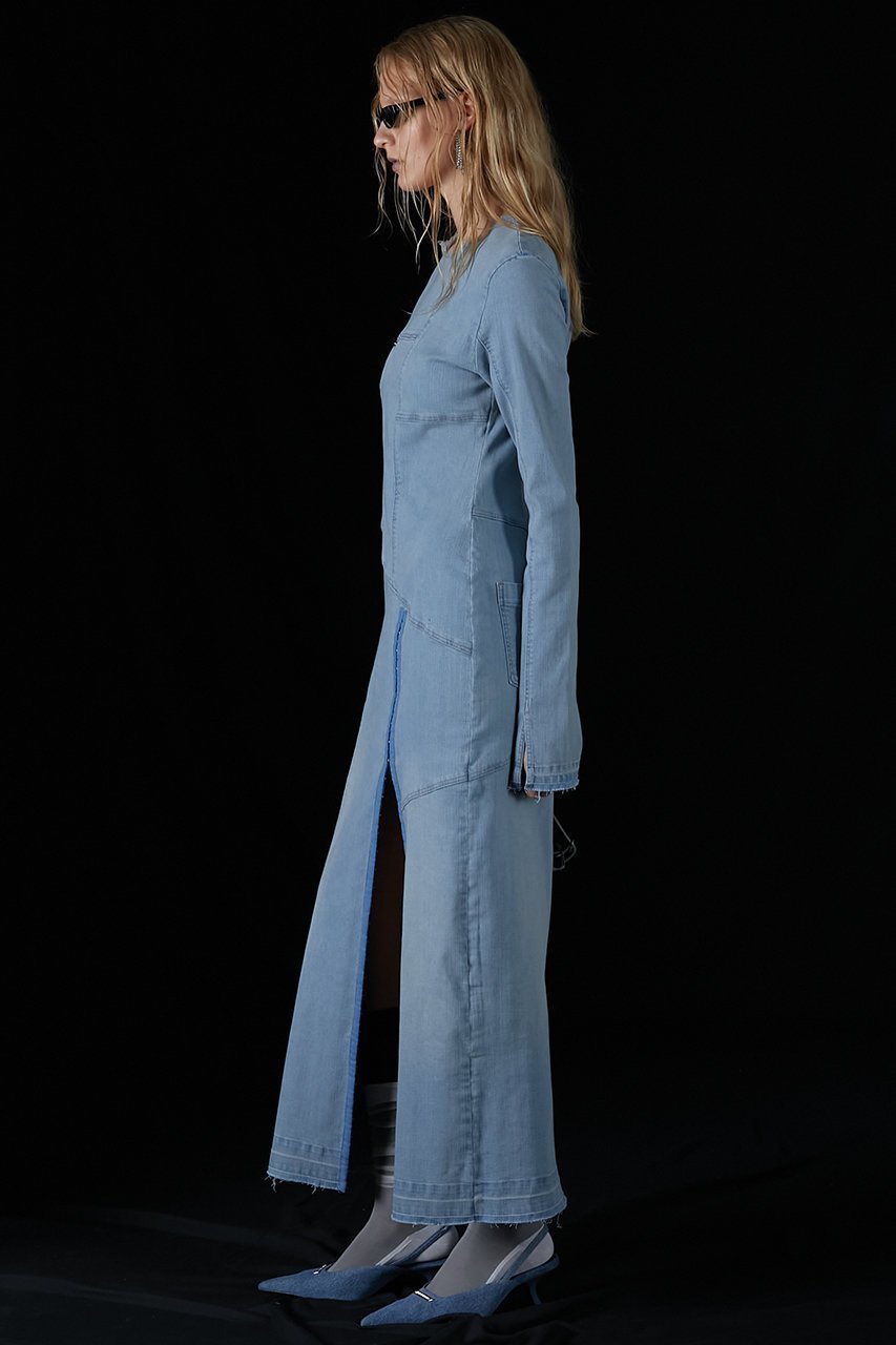 【プランク プロジェクト/PRANK PROJECT】のデニムワンピース / Denim One Piece 人気、トレンドファッション・服の通販 founy(ファニー) 　ファッション　Fashion　レディースファッション　Fashion for Women　ワンピース　Dresses　チュニック　Tunic Tops & Dresses　おすすめ　Recommended / Our Picks　コンパクト　Compact, Small Size　ストレッチ　Stretch, Stretchy Fabric　スリット　Slit, Slit Detail　チュニック　Tunic, Long Top　デニム　Denim, Jeans Material　フロント　Front, Front Design　ボトム　Bottoms, Lower Wear　ラグジュアリー　Luxury, Elegant　ロング　Long, Long-Length　other-8|ID: prp329100004608092 ipo3291000000034421991