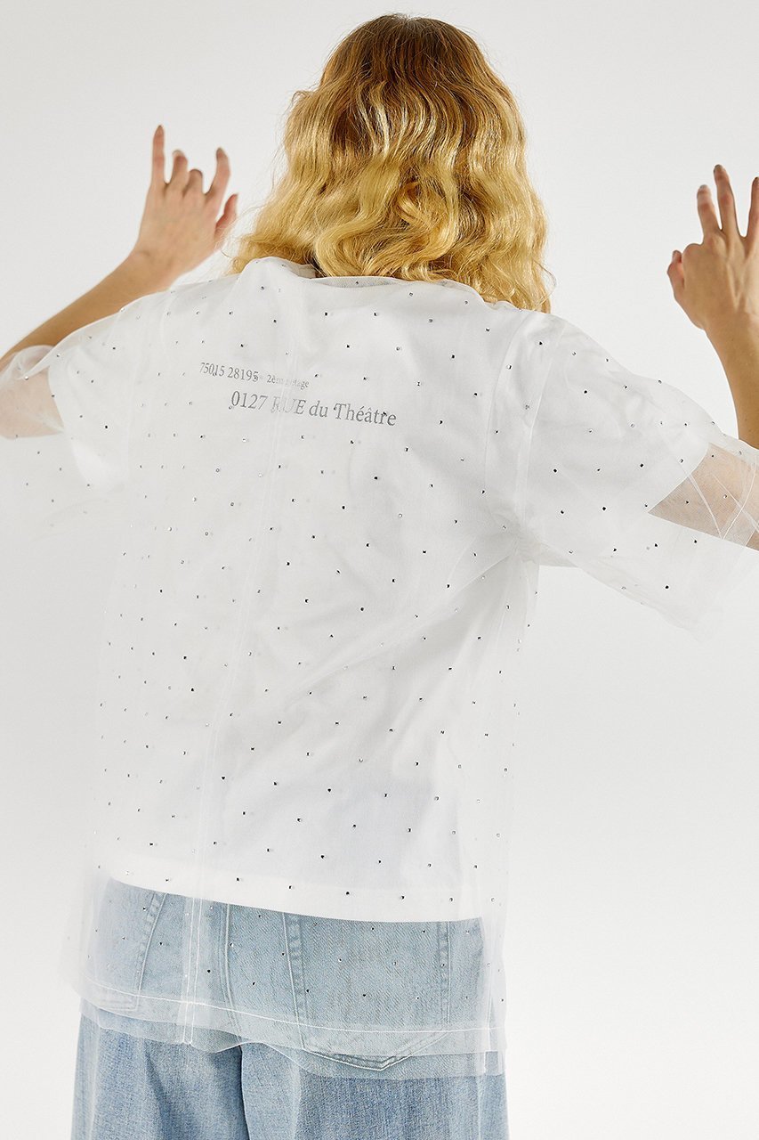 【メゾンスペシャル/MAISON SPECIAL】のGlitter Tulle Oversized T-shirt/キラキラチュールオーバーTシャツ 人気、トレンドファッション・服の通販 founy(ファニー) 　ファッション　Fashion　レディースファッション　Fashion for Women　トップス・カットソー　Cut & Sew Tops　シャツ・ブラウス・オフィスカジュアル　Elegant Blouses & Button-Ups　ロングTシャツ・Tシャツ　Longline T-Shirts & Tees　カットソー・ベーシックTシャツ　Cut-and-Sewn Tops / Stretch Tees & Basics　おすすめ　Recommended / Our Picks　キャミソール　Camisole, Spaghetti Strap Top　ショート　Short, Short Length　ストーン　Stone, Gem-Like　スリーブ　Sleeve, Long Sleeve / Short Sleeve　タンク　Tank Top, Sleeveless Top　チュール　Tulip, Tulip Motif　other-7|ID: prp329100004608102 ipo3291000000032921782