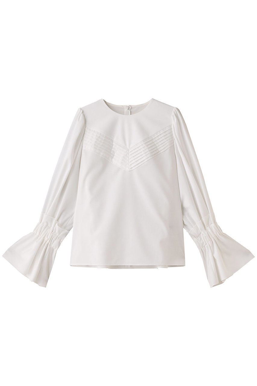 【アドーア/ADORE】のプレーンクロスブラウス インテリア・キッズ・メンズ・レディースファッション・服の通販 founy(ファニー) 　ファッション　Fashion　レディースファッション　Fashion for Women　トップス・カットソー　Cut & Sew Tops　シャツ・ブラウス・オフィスカジュアル　Elegant Blouses & Button-Ups　スリーブ　Sleeve, Long Sleeve / Short Sleeve　フェミニン　Feminine, Girly　ブラウジング　Blouson Silhouette, Cinched Waist　ロング　Long, Long-Length　ホワイト|ID: prp329100004608135 ipo3291000000032923423