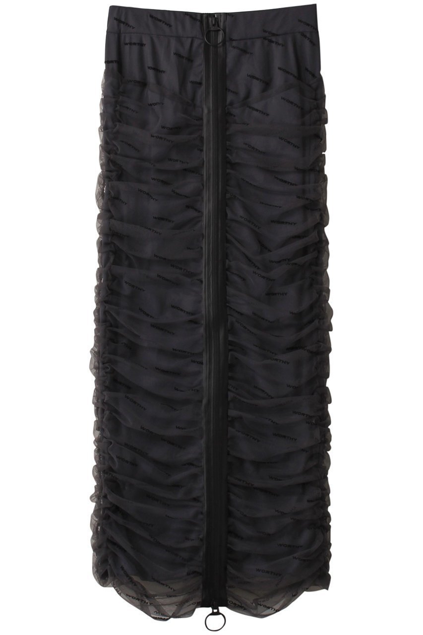 【プランク プロジェクト/PRANK PROJECT】のフロッキーロゴシャーリングスカート / Flocky Logo Shirring Skirt インテリア・キッズ・メンズ・レディースファッション・服の通販 founy(ファニー) ファッション Fashion レディースファッション Fashion for Women スカート Skirts ロングスカート Long Skirts / Maxi & Midi Skirts インナー Innerwear シアー Sheer, See-Through シャーリング Shirring, Ruched スポーティ Sporty, Casual Athletic ソックス Socks, Hosiery タイトスカート Pencil Skirt, Tight Skirt フロント Front, Front Design プリント Print, Printed Pattern ロング Long, Long-Length BLK(ブラック)|ID: prp329100004608141 ipo3291000000034423776