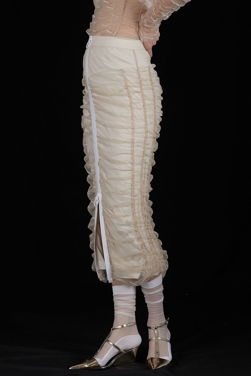 【プランク プロジェクト/PRANK PROJECT】のフロッキーロゴシャーリングスカート / Flocky Logo Shirring Skirt 人気、トレンドファッション・服の通販 founy(ファニー) ファッション Fashion レディースファッション Fashion for Women スカート Skirts ロングスカート Long Skirts / Maxi & Midi Skirts インナー Innerwear シアー Sheer, See-Through シャーリング Shirring, Ruched スポーティ Sporty, Casual Athletic ソックス Socks, Hosiery タイトスカート Pencil Skirt, Tight Skirt フロント Front, Front Design プリント Print, Printed Pattern ロング Long, Long-Length other-6|ID: prp329100004608141 ipo3291000000034423783