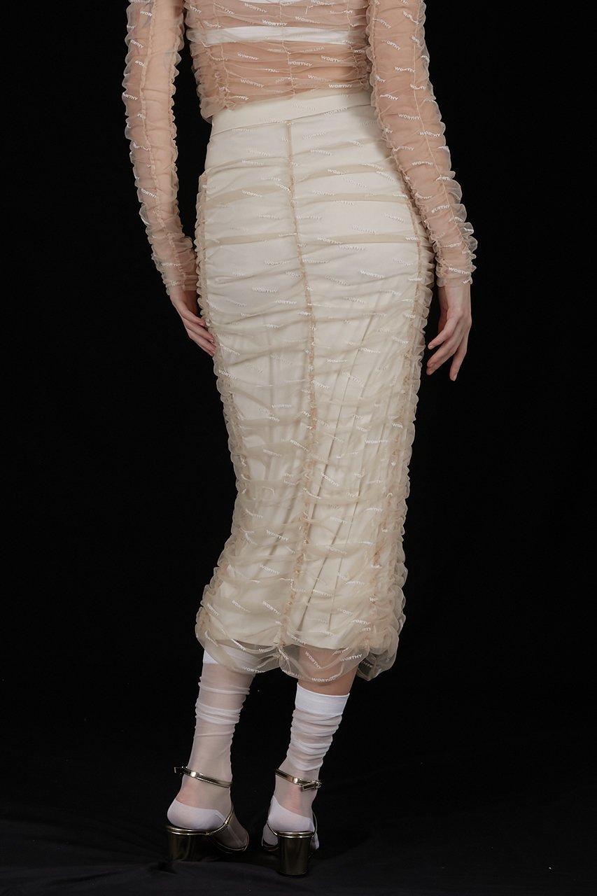 【プランク プロジェクト/PRANK PROJECT】のフロッキーロゴシャーリングスカート / Flocky Logo Shirring Skirt 人気、トレンドファッション・服の通販 founy(ファニー) ファッション Fashion レディースファッション Fashion for Women スカート Skirts ロングスカート Long Skirts / Maxi & Midi Skirts インナー Innerwear シアー Sheer, See-Through シャーリング Shirring, Ruched スポーティ Sporty, Casual Athletic ソックス Socks, Hosiery タイトスカート Pencil Skirt, Tight Skirt フロント Front, Front Design プリント Print, Printed Pattern ロング Long, Long-Length other-7|ID: prp329100004608141 ipo3291000000034423784