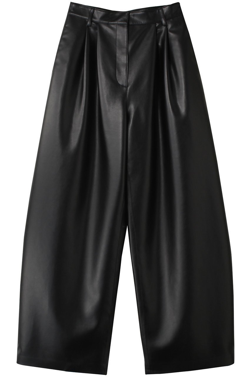 【クラネ/CLANE】のCURVY VEGAN LEATHER PANTS パンツ インテリア・キッズ・メンズ・レディースファッション・服の通販 founy(ファニー) 　ファッション　Fashion　レディースファッション　Fashion for Women　パンツ　Pants & Trousers　コンパクト　Compact, Small Size　フェイクレザー　Faux Leather, PU Leather　ワイド　Wide, Wide Fit　BLACK|ID: prp329100004608153 ipo3291000000032924319