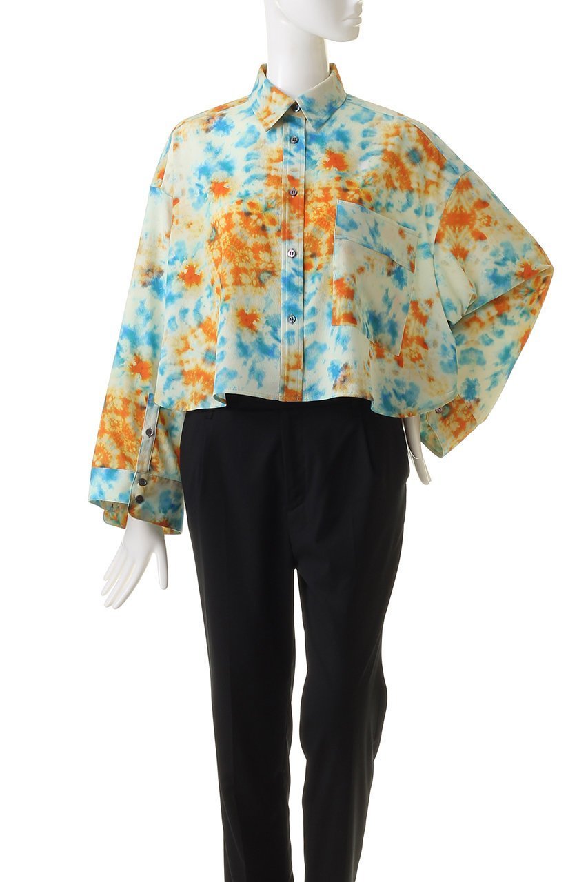 【ランバン オン ブルー/LANVIN en Bleu】のKaleidoscopeプリントショートブラウス 人気、トレンドファッション・服の通販 founy(ファニー) 　ファッション　Fashion　レディースファッション　Fashion for Women　トップス・カットソー　Cut & Sew Tops　シャツ・ブラウス・オフィスカジュアル　Elegant Blouses & Button-Ups　ショート　Short, Short Length　スタイリッシュ　Stylish, Fashionable　スリーブ　Sleeve, Long Sleeve / Short Sleeve　セットアップ　Set-Up, Coordinated Outfit　プリント　Print, Printed Pattern　ロング　Long, Long-Length　other-2|ID: prp329100004608161 ipo3291000000032924636