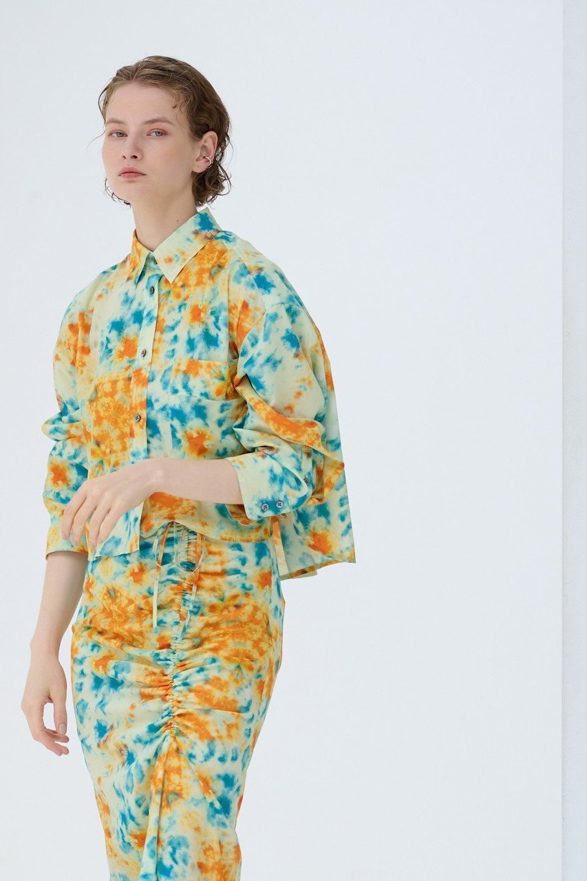 【ランバン オン ブルー/LANVIN en Bleu】のKaleidoscopeプリントショートブラウス 人気、トレンドファッション・服の通販 founy(ファニー) 　ファッション　Fashion　レディースファッション　Fashion for Women　トップス・カットソー　Cut & Sew Tops　シャツ・ブラウス・オフィスカジュアル　Elegant Blouses & Button-Ups　ショート　Short, Short Length　スタイリッシュ　Stylish, Fashionable　スリーブ　Sleeve, Long Sleeve / Short Sleeve　セットアップ　Set-Up, Coordinated Outfit　プリント　Print, Printed Pattern　ロング　Long, Long-Length　other-6|ID: prp329100004608161 ipo3291000000032924676