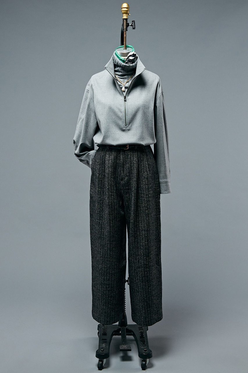 【マルティニーク/martinique】の【l heritage martinique】super140サキソニージップアップスキッパー 人気、トレンドファッション・服の通販 founy(ファニー) 　ファッション　Fashion　レディースファッション　Fashion for Women　トップス・カットソー　Cut & Sew Tops　シャツ・ブラウス・オフィスカジュアル　Elegant Blouses & Button-Ups　ヴィンテージ　Vintage Style　コンビ　Combo, Combination Style　ジップ　Zip, Zipper　スタンダード　Standard, Basic　スリーブ　Sleeve, Long Sleeve / Short Sleeve　ハイネック　High Neck, Mock Neck　モダン　Modern, Contemporary　リネン　Linen, Linen Fabric　ロング　Long, Long-Length　おすすめ　Recommended / Our Picks　other-2|ID: prp329100004608188 ipo3291000000032926058