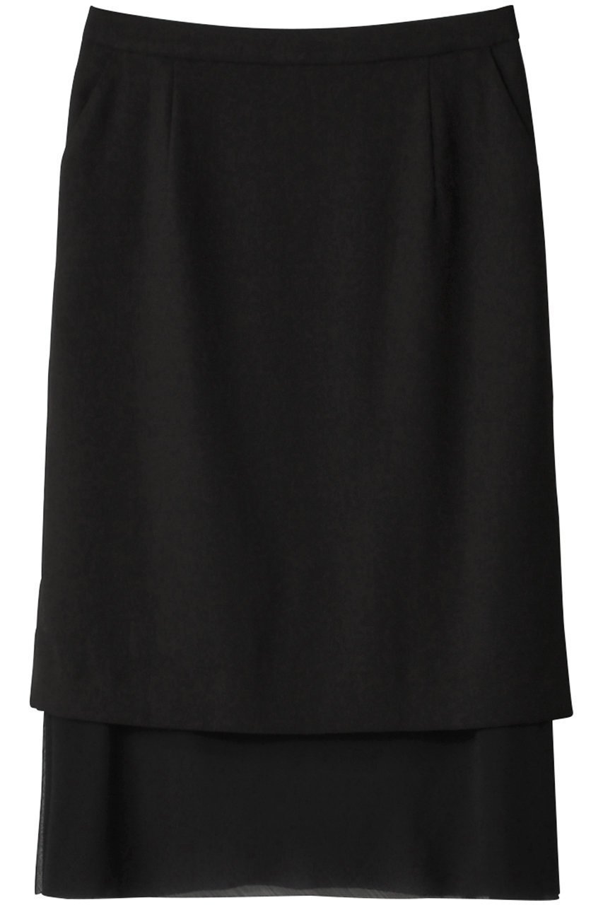 【エリオポール/heliopole】のクレープ&シアーコンビスカート インテリア・キッズ・メンズ・レディースファッション・服の通販 founy(ファニー) 　ファッション　Fashion　レディースファッション　Fashion for Women　スカート　Skirts　オケージョン　Occasion Wear　シアー　Sheer, See-Through　モダン　Modern, Contemporary　無地　Plain, Solid Color　ブラック|ID: prp329100004608206 ipo3291000000035057332