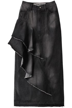 【プランク プロジェクト/PRANK PROJECT】 アシンメトリービッグラッフルスカート / Asymmetry Big Ruffled Skirt人気、トレンドファッション・服の通販 founy(ファニー) ファッション Fashion レディースファッション Fashion for Women スカート Skirts ロングスカート Long Skirts / Maxi & Midi Skirts アシンメトリー Asymmetrical Style デニム Denim, Jeans Material ビンテージ Vintage, Retro Style ペンシル Pencil, Pencil Skirt ラッフル Ruffle, Frill ロング Long, Long-Length |ID:prp329100004608208