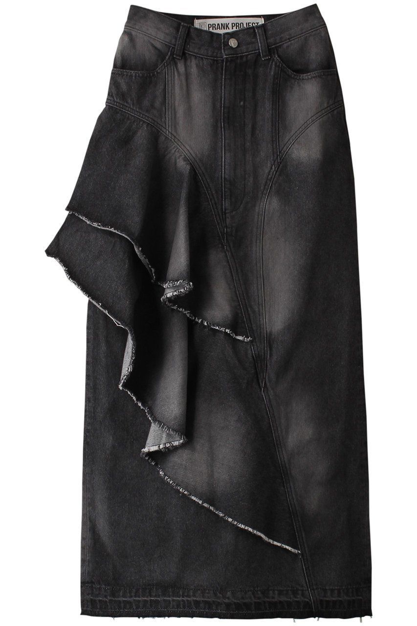 【プランク プロジェクト/PRANK PROJECT】のアシンメトリービッグラッフルスカート / Asymmetry Big Ruffled Skirt 人気、トレンドファッション・服の通販 founy(ファニー) 　ファッション　Fashion　レディースファッション　Fashion for Women　スカート　Skirts　ロングスカート　Long Skirts / Maxi & Midi Skirts　アシンメトリー　Asymmetrical Style　デニム　Denim, Jeans Material　ビンテージ　Vintage, Retro Style　ペンシル　Pencil, Pencil Skirt　ラッフル　Ruffle, Frill　ロング　Long, Long-Length　 other-1|ID: prp329100004608208 ipo3291000000034423940