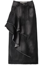 【プランク プロジェクト/PRANK PROJECT】のアシンメトリービッグラッフルスカート / Asymmetry Big Ruffled Skirt 人気、トレンドファッション・服の通販 founy(ファニー) ファッション Fashion レディースファッション Fashion for Women スカート Skirts ロングスカート Long Skirts / Maxi & Midi Skirts アシンメトリー Asymmetrical Style デニム Denim, Jeans Material ビンテージ Vintage, Retro Style ペンシル Pencil, Pencil Skirt ラッフル Ruffle, Frill ロング Long, Long-Length thumbnail BLK(ブラック)|ID: prp329100004608208 ipo3291000000034423941