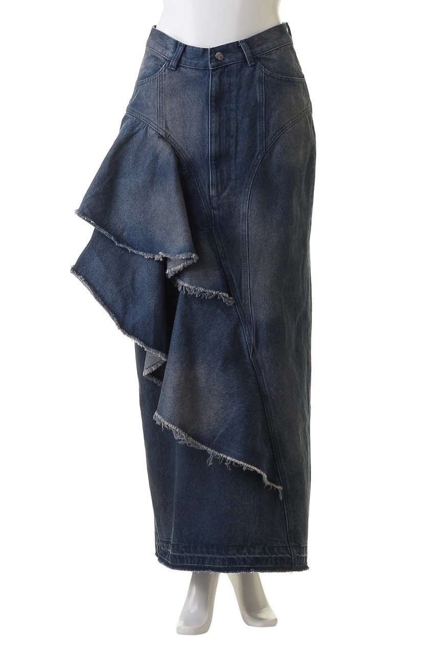 【プランク プロジェクト/PRANK PROJECT】のアシンメトリービッグラッフルスカート / Asymmetry Big Ruffled Skirt 人気、トレンドファッション・服の通販 founy(ファニー) 　ファッション　Fashion　レディースファッション　Fashion for Women　スカート　Skirts　ロングスカート　Long Skirts / Maxi & Midi Skirts　アシンメトリー　Asymmetrical Style　デニム　Denim, Jeans Material　ビンテージ　Vintage, Retro Style　ペンシル　Pencil, Pencil Skirt　ラッフル　Ruffle, Frill　ロング　Long, Long-Length　other-2|ID: prp329100004608208 ipo3291000000034423943