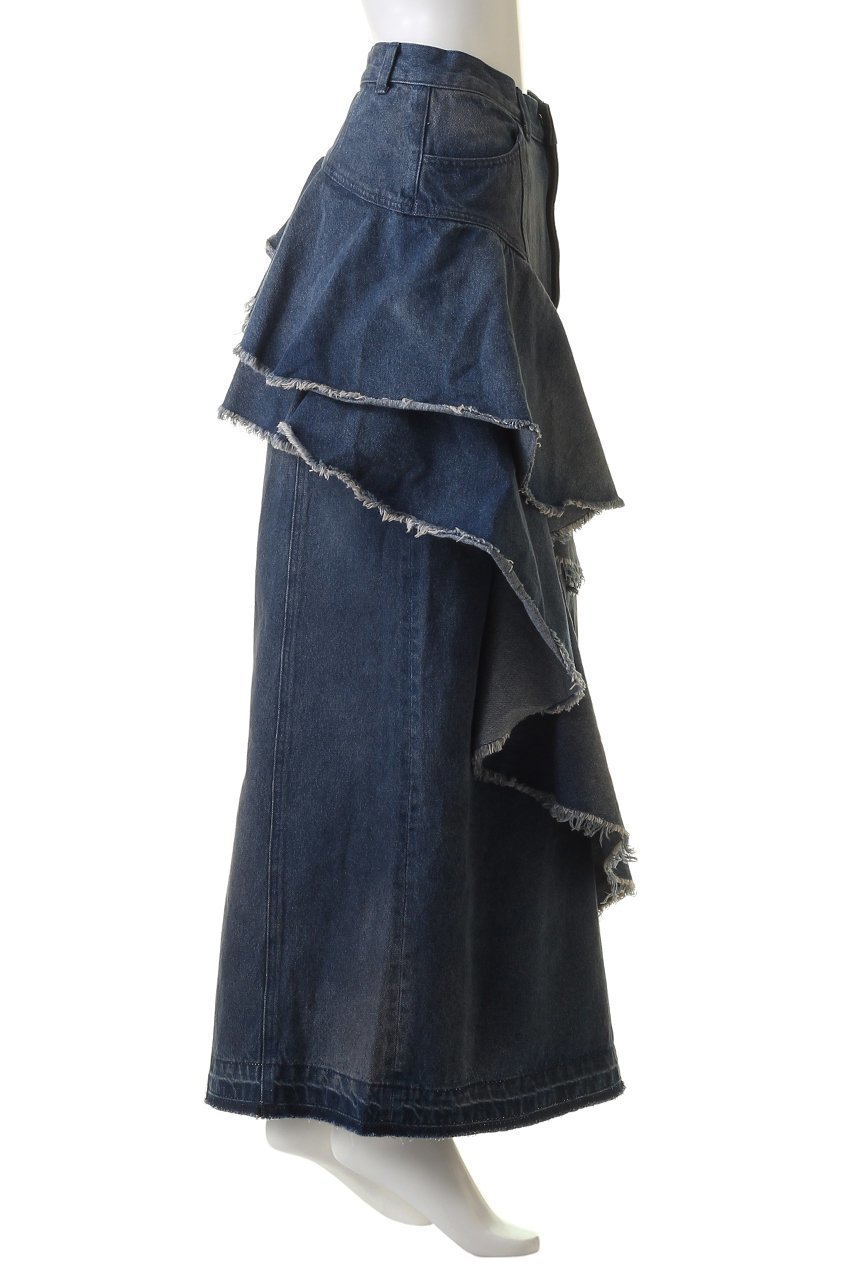 【プランク プロジェクト/PRANK PROJECT】のアシンメトリービッグラッフルスカート / Asymmetry Big Ruffled Skirt 人気、トレンドファッション・服の通販 founy(ファニー) 　ファッション　Fashion　レディースファッション　Fashion for Women　スカート　Skirts　ロングスカート　Long Skirts / Maxi & Midi Skirts　アシンメトリー　Asymmetrical Style　デニム　Denim, Jeans Material　ビンテージ　Vintage, Retro Style　ペンシル　Pencil, Pencil Skirt　ラッフル　Ruffle, Frill　ロング　Long, Long-Length　other-3|ID: prp329100004608208 ipo3291000000034423944