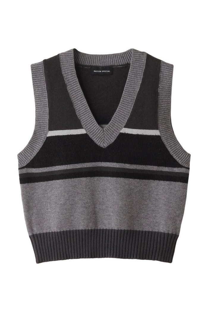【メゾンスペシャル/MAISON SPECIAL】のBicolor Knit Vest/バイカラーベスト インテリア・キッズ・メンズ・レディースファッション・服の通販 founy(ファニー) https://founy.com/ ファッション Fashion レディースファッション Fashion for Women トップス・カットソー Cut & Sew Tops ニット Knit Tops & Sweaters ベスト&ジレ / 重ね着スタイル Vests & Gilets カジュアルプルオーバー・ニットトップス Pullovers & Knit Tops / Casual Pullovers カットソー Cut and Sewn Top キャミソール Camisole, Spaghetti Strap Top コンパクト Compact, Small Size タートル Turtleneck, Turtle Collar ブロック Block, Solid Block Pattern ベスト Vest, Waistcoat ボーダー Border, Stripe おすすめ Recommended / Our Picks |ID: prp329100004608221 ipo3291000000034909912