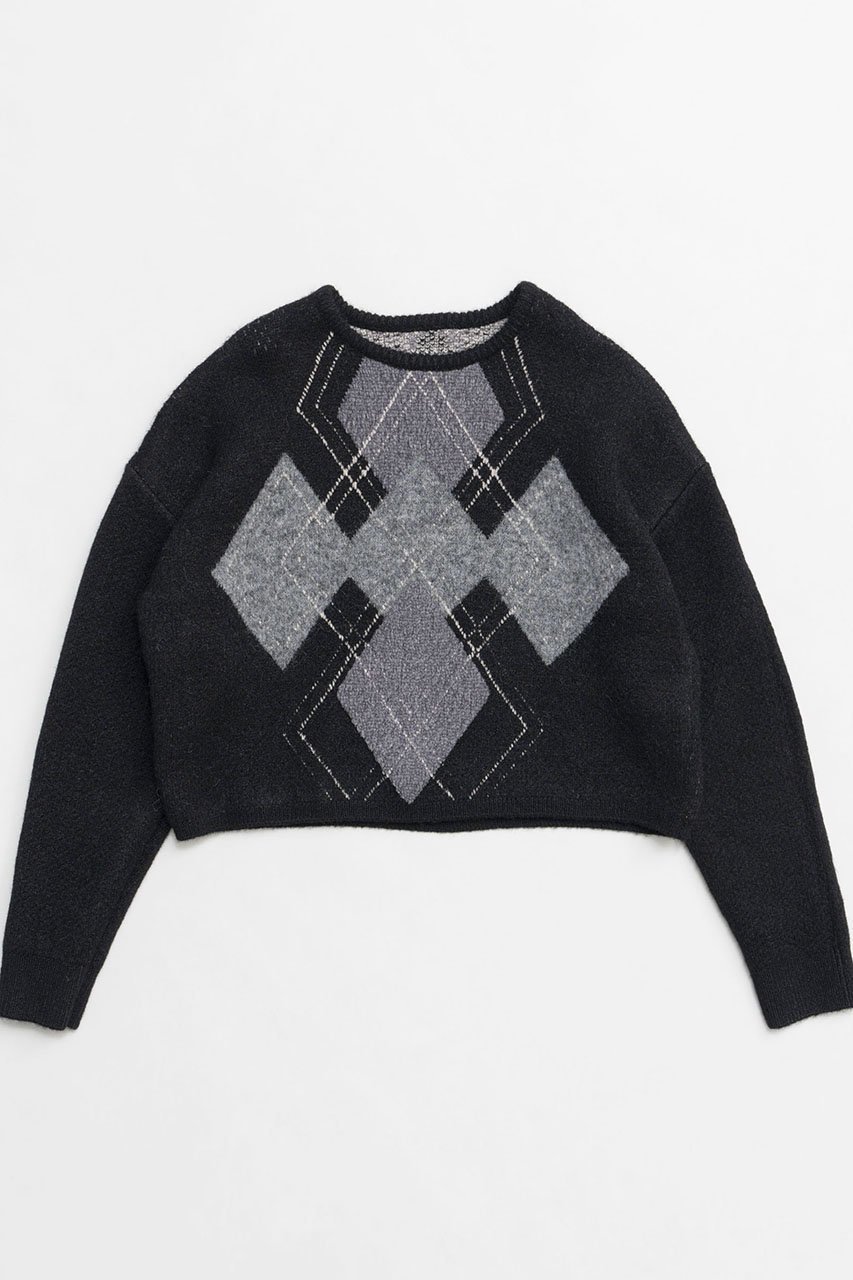 【メゾンスペシャル/MAISON SPECIAL】のArgyle Knit Tops/アーガイルニットトップ インテリア・キッズ・メンズ・レディースファッション・服の通販 founy(ファニー) 　ファッション　Fashion　レディースファッション　Fashion for Women　トップス・カットソー　Cut & Sew Tops　ニット　Knit Tops & Sweaters　カジュアルプルオーバー・ニットトップス　Pullovers & Knit Tops / Casual Pullovers　おすすめ　Recommended / Our Picks　デニム　Denim, Jeans Material　ルーズ　Loose, Oversized　冬　Winter / This Winter　BLK(ブラック)|ID: prp329100004608223 ipo3291000000034909899