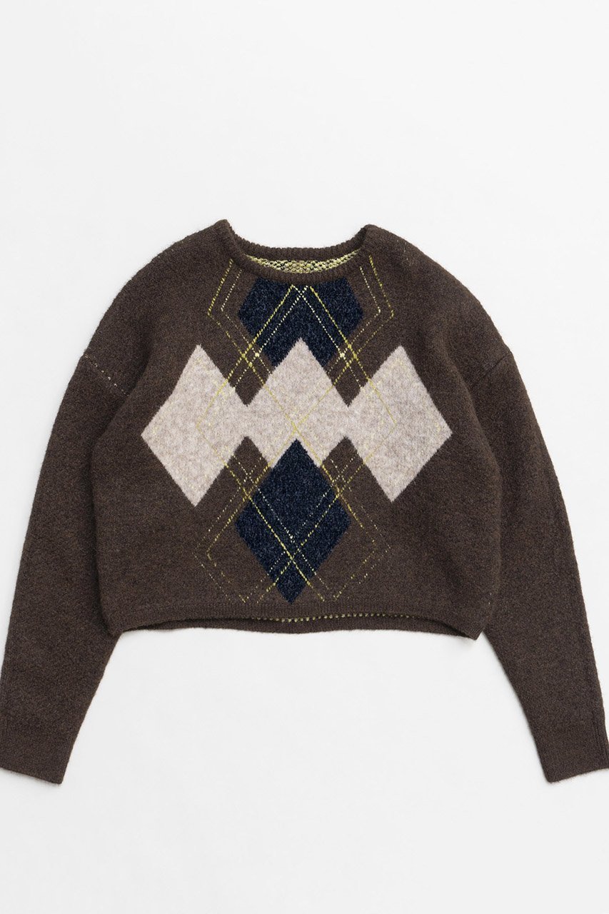 【メゾンスペシャル/MAISON SPECIAL】のArgyle Knit Tops/アーガイルニットトップ インテリア・キッズ・メンズ・レディースファッション・服の通販 founy(ファニー) 　ファッション　Fashion　レディースファッション　Fashion for Women　トップス・カットソー　Cut & Sew Tops　ニット　Knit Tops & Sweaters　カジュアルプルオーバー・ニットトップス　Pullovers & Knit Tops / Casual Pullovers　おすすめ　Recommended / Our Picks　デニム　Denim, Jeans Material　ルーズ　Loose, Oversized　冬　Winter / This Winter　BRN(ブラウン)|ID: prp329100004608223 ipo3291000000034909900