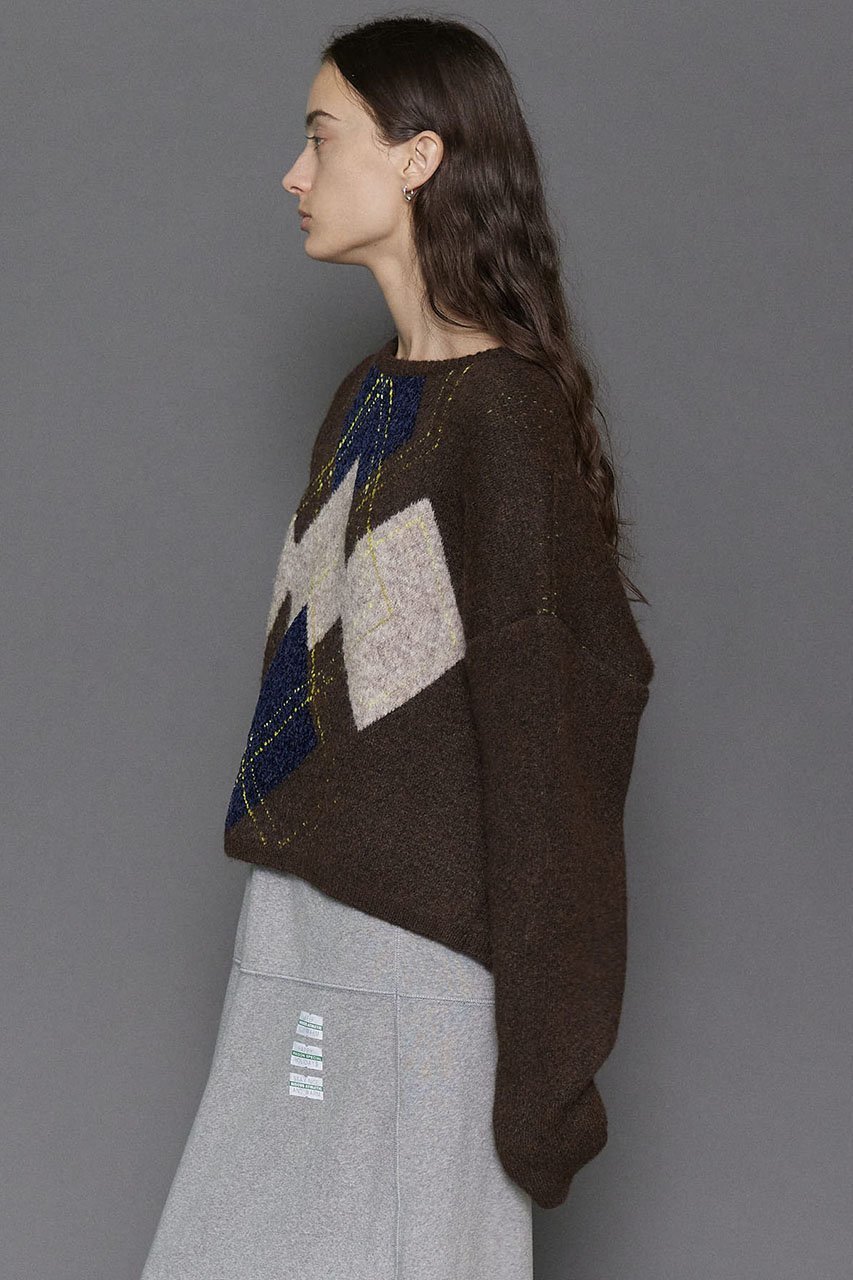【メゾンスペシャル/MAISON SPECIAL】のArgyle Knit Tops/アーガイルニットトップ 人気、トレンドファッション・服の通販 founy(ファニー) 　ファッション　Fashion　レディースファッション　Fashion for Women　トップス・カットソー　Cut & Sew Tops　ニット　Knit Tops & Sweaters　カジュアルプルオーバー・ニットトップス　Pullovers & Knit Tops / Casual Pullovers　おすすめ　Recommended / Our Picks　デニム　Denim, Jeans Material　ルーズ　Loose, Oversized　冬　Winter / This Winter　other-6|ID: prp329100004608223 ipo3291000000034909908