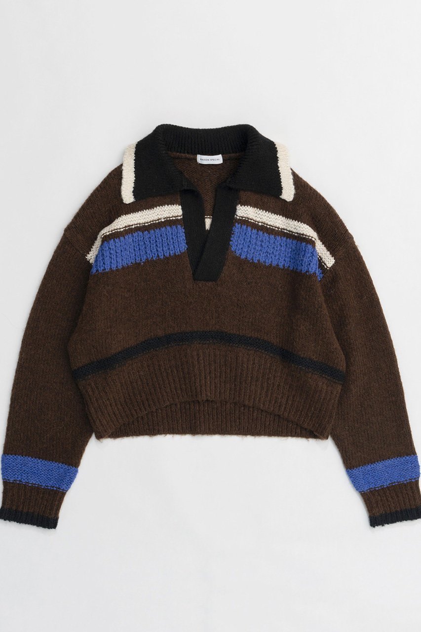 【メゾンスペシャル/MAISON SPECIAL】のSkipper Short Length Knit Tops/スキッパーショートニット インテリア・キッズ・メンズ・レディースファッション・服の通販 founy(ファニー) 　ファッション　Fashion　レディースファッション　Fashion for Women　トップス・カットソー　Cut & Sew Tops　ニット　Knit Tops & Sweaters　カジュアルプルオーバー・ニットトップス　Pullovers & Knit Tops / Casual Pullovers　おすすめ　Recommended / Our Picks　インナー　Innerwear　グラフィック　Graphic, Graphic Design　ショート　Short, Short Length　スキッパー　Skipper, Open Collar　MLT1(マルチカラー)|ID: prp329100004608226 ipo3291000000032927646