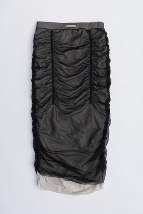 【プランク プロジェクト/PRANK PROJECT】 シアーレイヤーシャーリングタイトスカート / Sheer Layered Shirring Tight Skirt人気、トレンドファッション・服の通販 founy(ファニー) ファッション Fashion レディースファッション Fashion for Women スカート Skirts ロングスカート Long Skirts / Maxi & Midi Skirts おすすめ Recommended / Our Picks カットソー Cut and Sewn Top シャーリング Shirring, Ruched タイトスカート Pencil Skirt, Tight Skirt ロング Long, Long-Length |ID:prp329100004608247