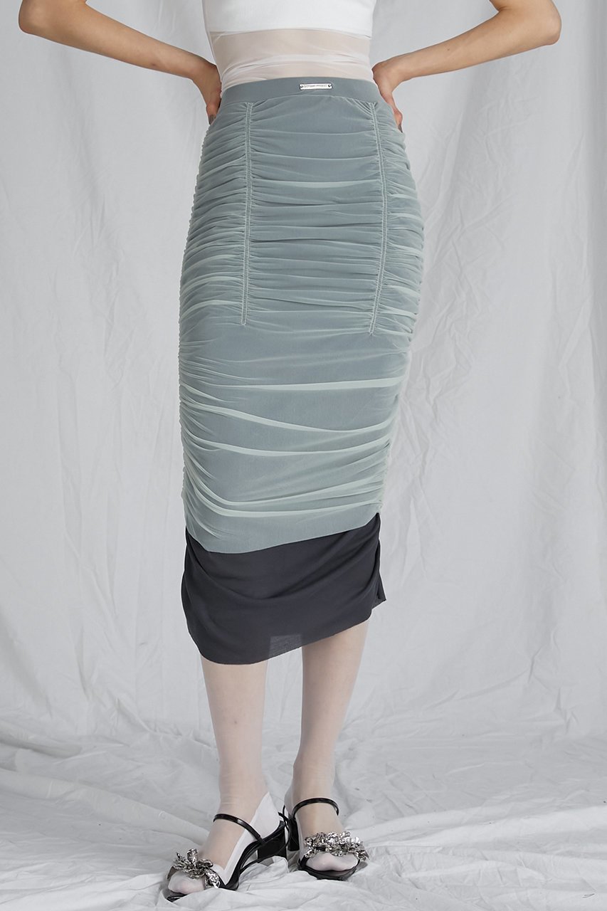 【プランク プロジェクト/PRANK PROJECT】のシアーレイヤーシャーリングタイトスカート / Sheer Layered Shirring Tight Skirt 人気、トレンドファッション・服の通販 founy(ファニー) 　ファッション　Fashion　レディースファッション　Fashion for Women　スカート　Skirts　ロングスカート　Long Skirts / Maxi & Midi Skirts　おすすめ　Recommended / Our Picks　カットソー　Cut and Sewn Top　シャーリング　Shirring, Ruched　タイトスカート　Pencil Skirt, Tight Skirt　ロング　Long, Long-Length　other-7|ID: prp329100004608247 ipo3291000000034423938