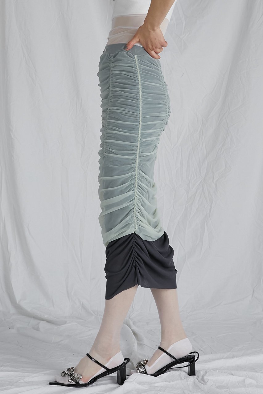 【プランク プロジェクト/PRANK PROJECT】のシアーレイヤーシャーリングタイトスカート / Sheer Layered Shirring Tight Skirt 人気、トレンドファッション・服の通販 founy(ファニー) 　ファッション　Fashion　レディースファッション　Fashion for Women　スカート　Skirts　ロングスカート　Long Skirts / Maxi & Midi Skirts　おすすめ　Recommended / Our Picks　カットソー　Cut and Sewn Top　シャーリング　Shirring, Ruched　タイトスカート　Pencil Skirt, Tight Skirt　ロング　Long, Long-Length　other-8|ID: prp329100004608247 ipo3291000000034423939