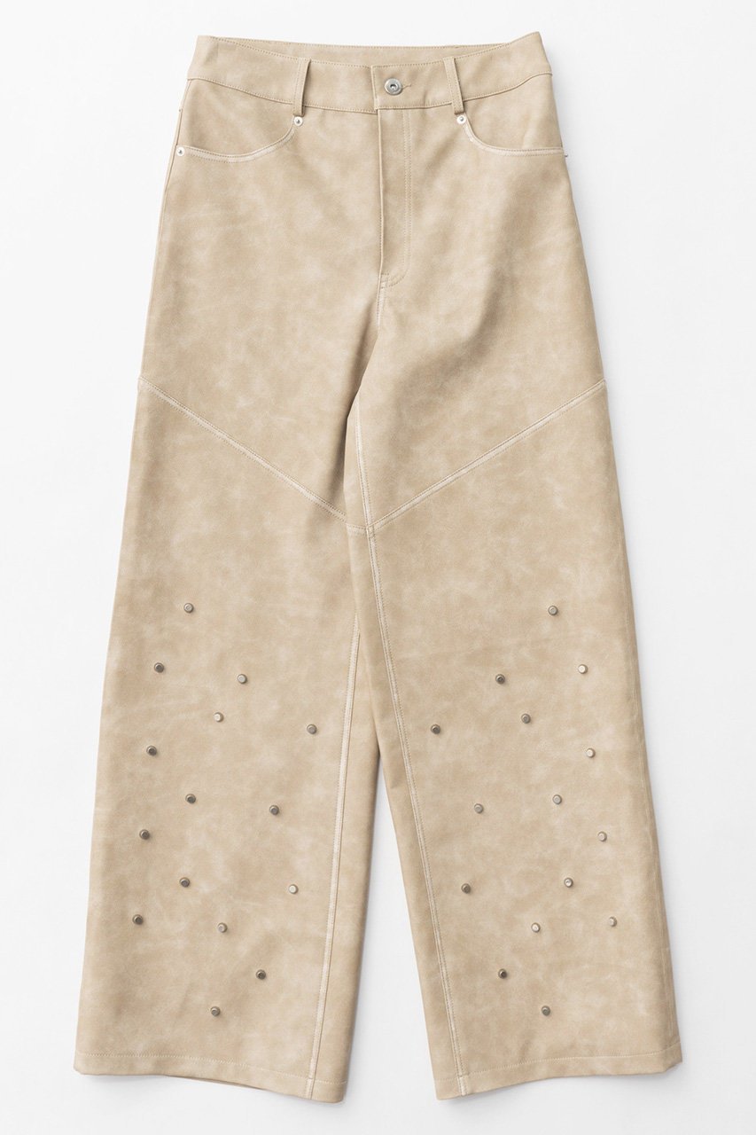 【メゾンスペシャル/MAISON SPECIAL】のStuds Vegan Leather Straight Pants/スタッズヴィーガンレザーストレートパンツ インテリア・キッズ・メンズ・レディースファッション・服の通販 founy(ファニー) 　ファッション　Fashion　レディースファッション　Fashion for Women　パンツ　Pants & Trousers　クール　Cool, Chic　シンプル　Simple, Minimal　スタッズ　Studs, Metal Accents　ストレート　Straight, Straight Cut　フェイクレザー　Faux Leather, PU Leather　おすすめ　Recommended / Our Picks　BGE(ベージュ)|ID: prp329100004608257 ipo3291000000032929548