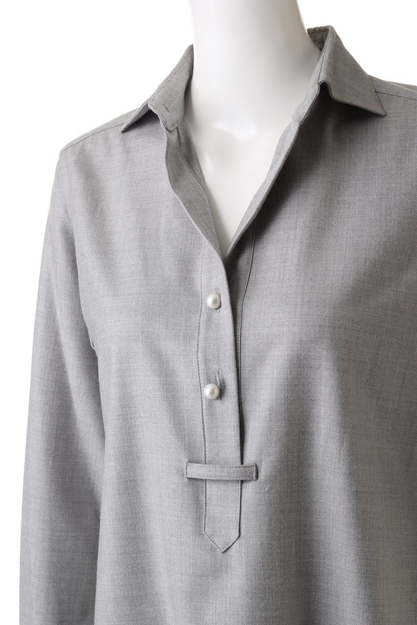 【マルティニーク/martinique】のサキソニーパールスキッパーシャツ 人気、トレンドファッション・服の通販 founy(ファニー) 　ファッション　Fashion　レディースファッション　Fashion for Women　トップス・カットソー　Cut & Sew Tops　シャツ・ブラウス・オフィスカジュアル　Elegant Blouses & Button-Ups　シェイプ　Shape, Slim Fit　スキッパー　Skipper, Open Collar　スリーブ　Sleeve, Long Sleeve / Short Sleeve　パール　Pearl, Pearl Accent　ロング　Long, Long-Length　エレガント 上品　Elegant　A/W・秋冬　Autumn/Winter　other-5|ID: prp329100004608263 ipo3291000000032929725